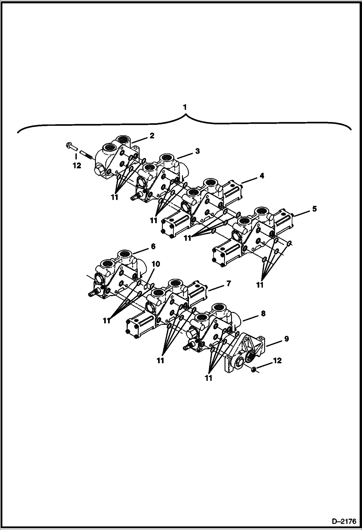 Схема запчастей Bobcat 231 - 6 SPOOL VALVE (S/N 12001 - 12380) HYDRAULIC SYSTEM