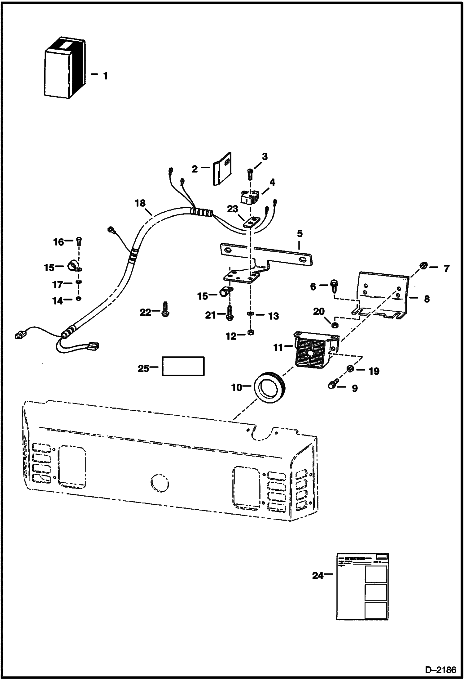 Схема запчастей Bobcat 700s - BACK-UP ALARM (Two Piece Rear Door) (S/N 5096 35001-43760, 5096 16001-16767) ACCESSORIES & OPTIONS