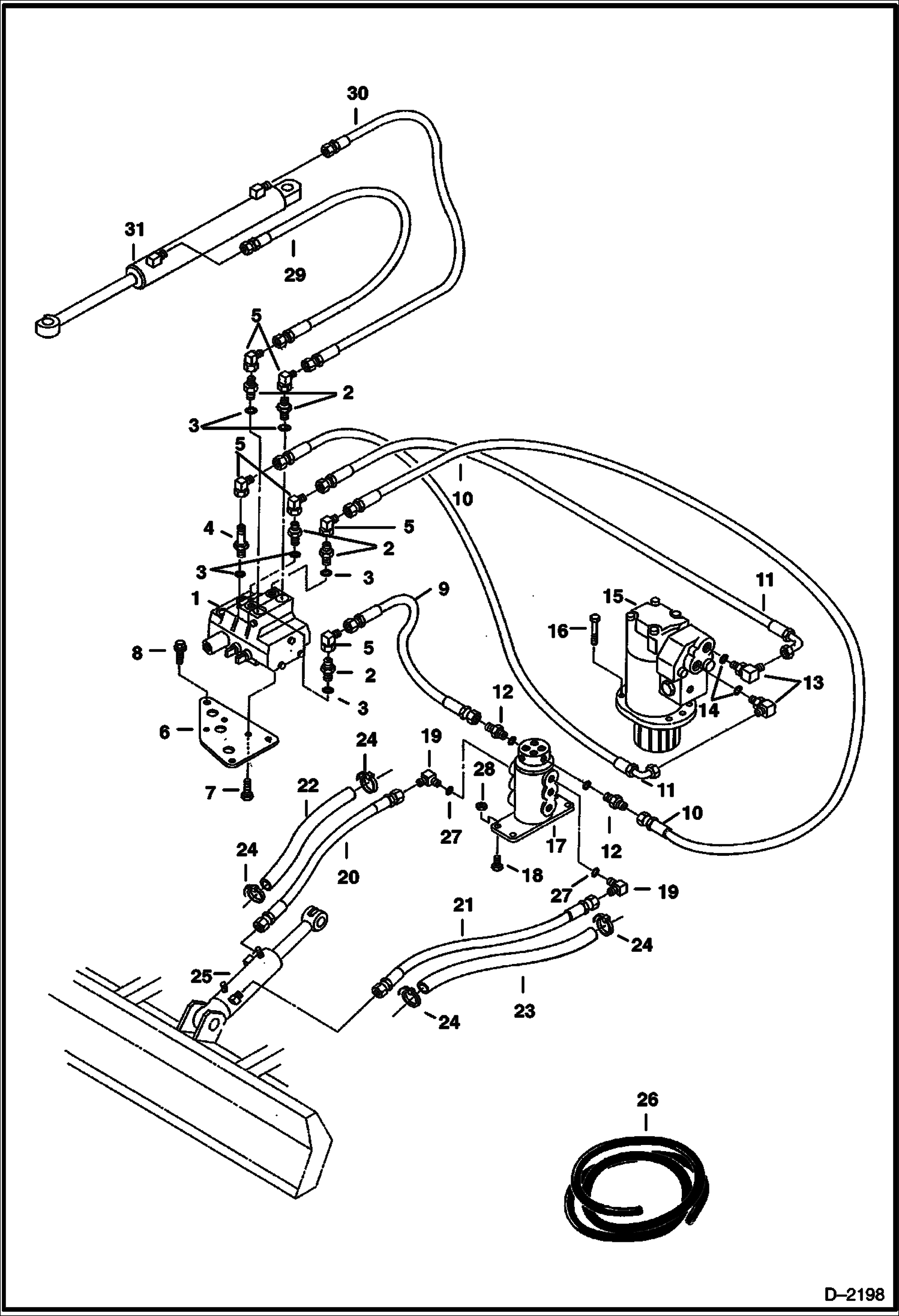 Схема запчастей Bobcat 220 - HYDRAULIC CIRCUITRY (Blade & Swing) HYDRAULIC SYSTEM