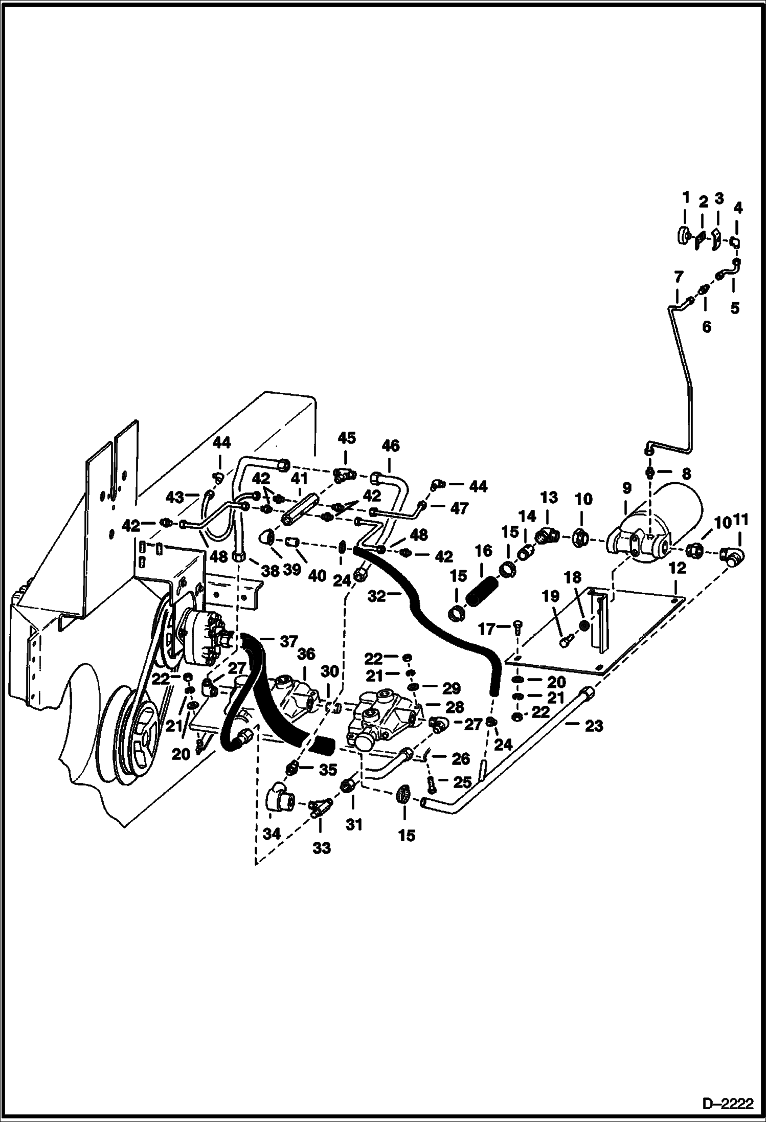 Схема запчастей Bobcat 500s - MAIN FRAME HYDRAULIC CIRCUITRY B.O.M. Electric - S/N 4954-A-1001 to 1027 HYDRAULIC SYSTEM