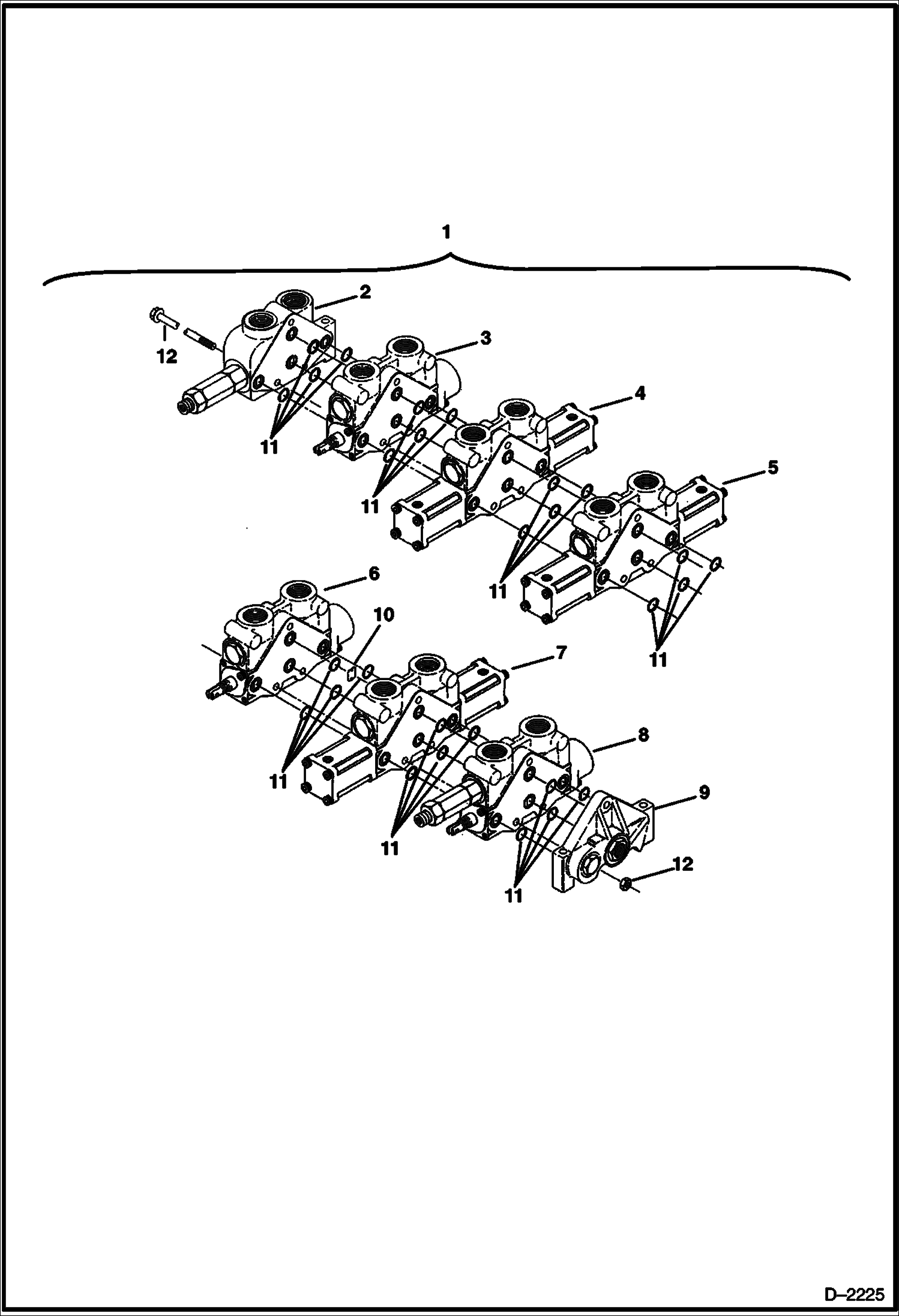 Схема запчастей Bobcat 231 - 6 SPOOL VALVE (S/N 12381 & Above) HYDRAULIC SYSTEM