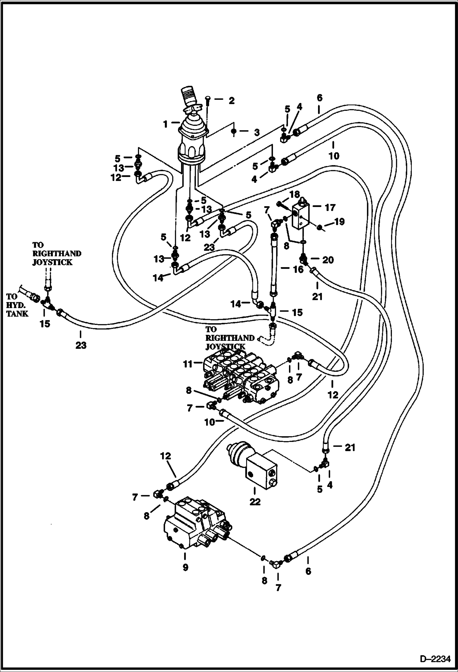 Схема запчастей Bobcat 325 - HYDRAULIC CIRCUITRY (L.H. Joystick Controls) ( Arm & Swing) (ISO Control Pattern) (S/N 511820001-511820178) HYDRAULIC SYSTEM