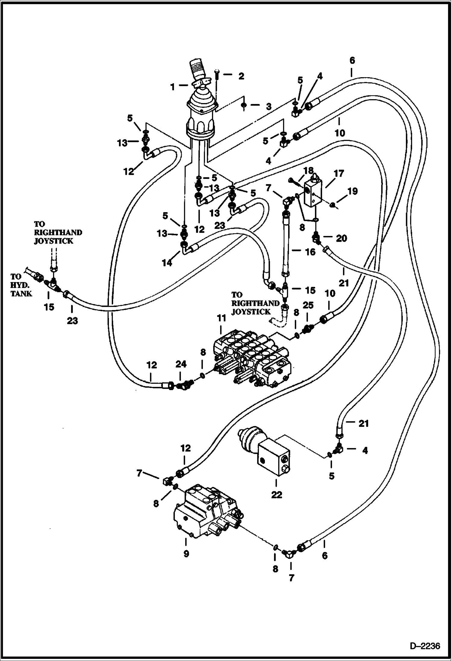 Схема запчастей Bobcat 325 - L.H. JOYSTICK CONTROLS (Swing Motor & Boom) (Standard Control Pattern) (S/N 511820001-511820178) HYDRAULIC SYSTEM