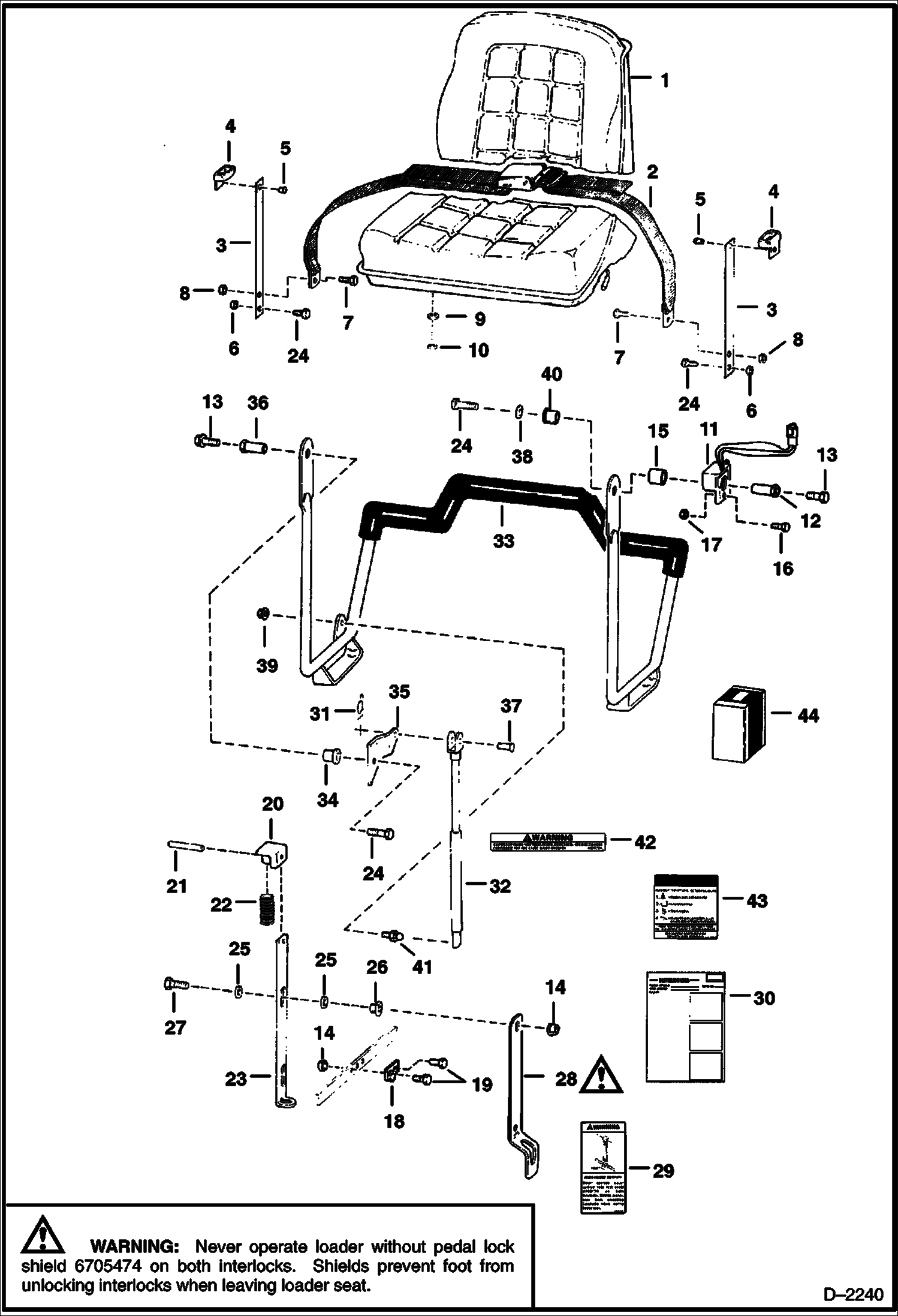 Схема запчастей Bobcat 700s - SEAT & SEAT BAR MAIN FRAME