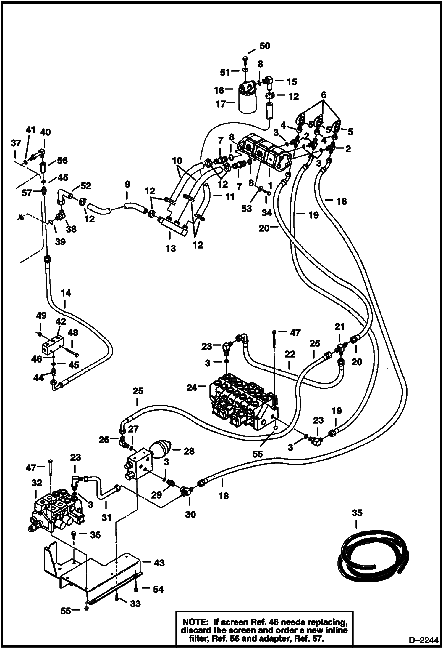 Схема запчастей Bobcat 331 - HYDRAULIC CIRCUITRY (Tank to Pump to Valves) (S/N 512911001-512911999) HYDRAULIC SYSTEM