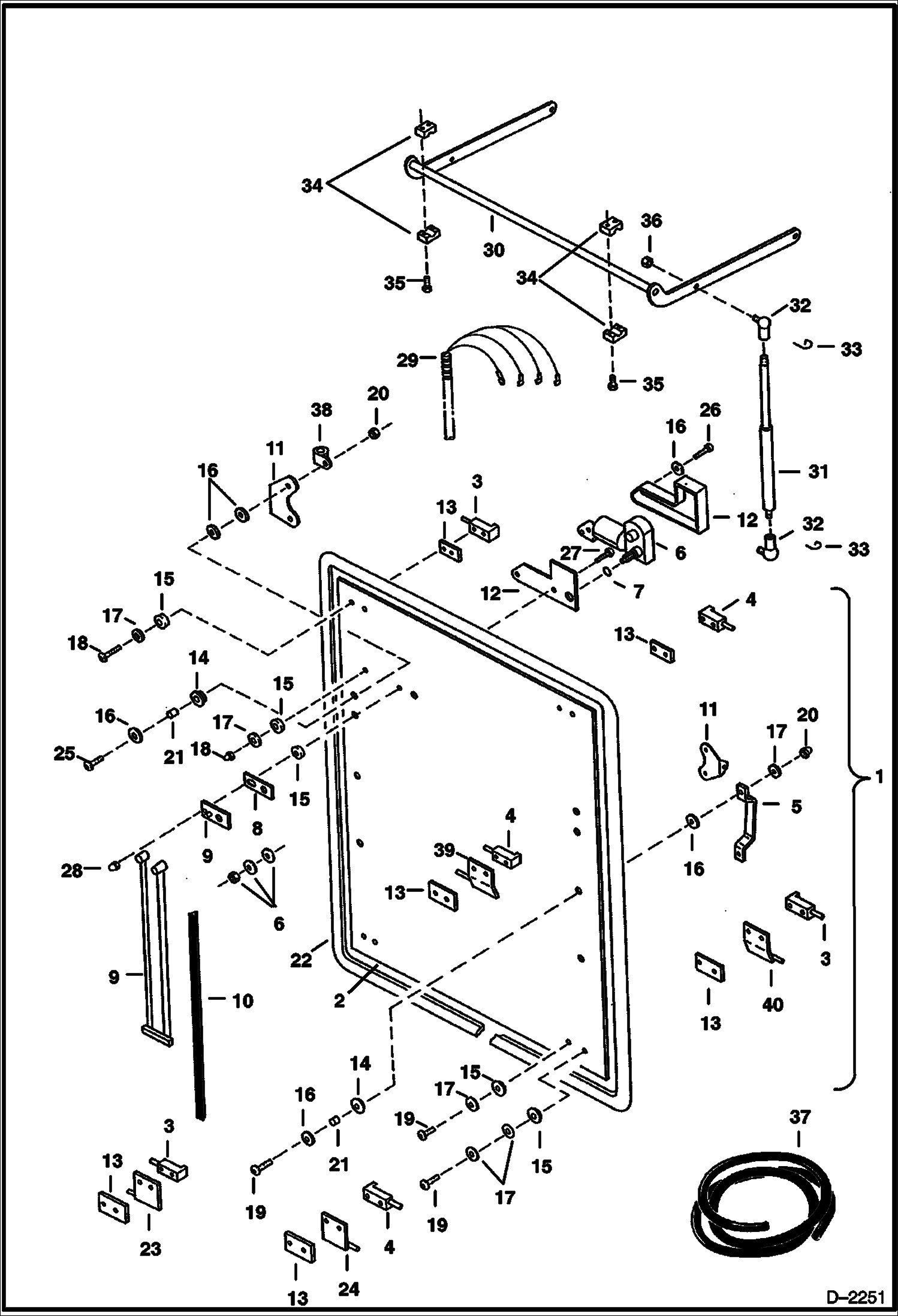 Схема запчастей Bobcat 325 - OPERATOR CAB (Front Window) (S/N 511820001-5115821061) MAIN FRAME