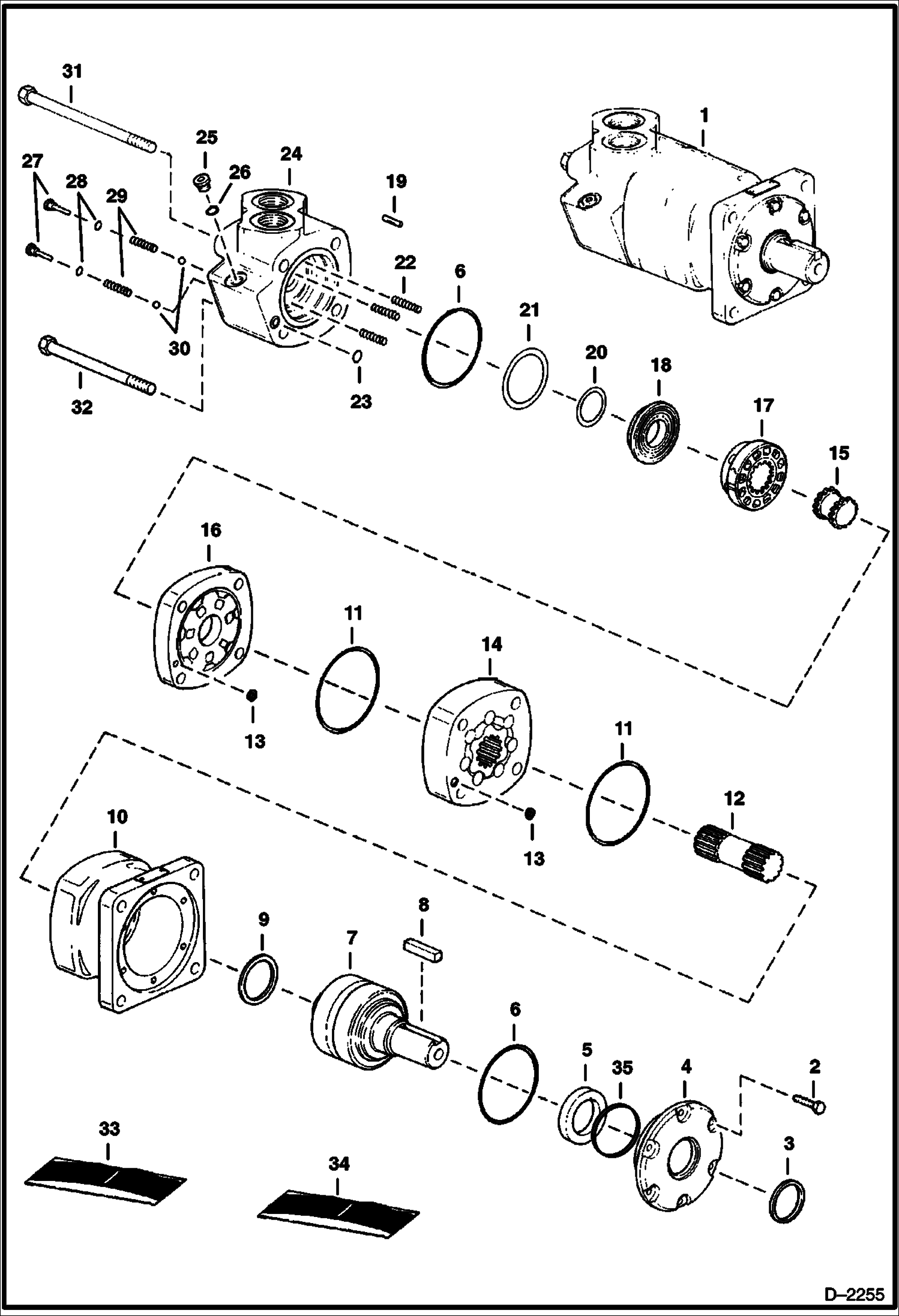 Схема запчастей Bobcat TILLER - TILLER (Hydraulic Motor) (Eaton 112-1067-005) (52 2801) (68 0547) Loader