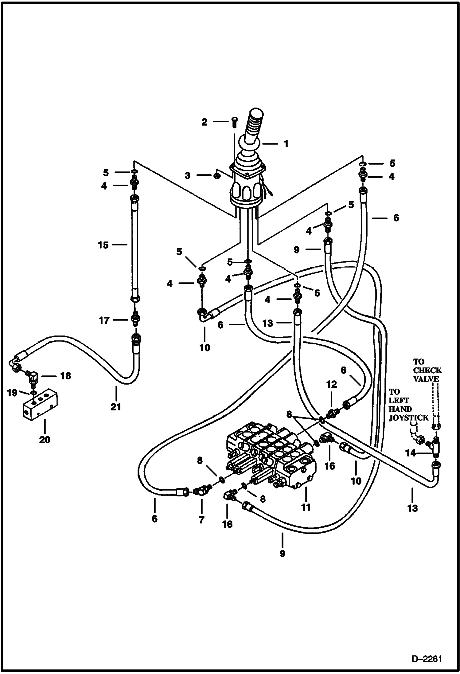 Схема запчастей Bobcat 325 - R.H. JOYSTICK CONTROLS (Bucket & Arm) (Standard Control Pattern) (S/N 511820179-511820519) HYDRAULIC SYSTEM