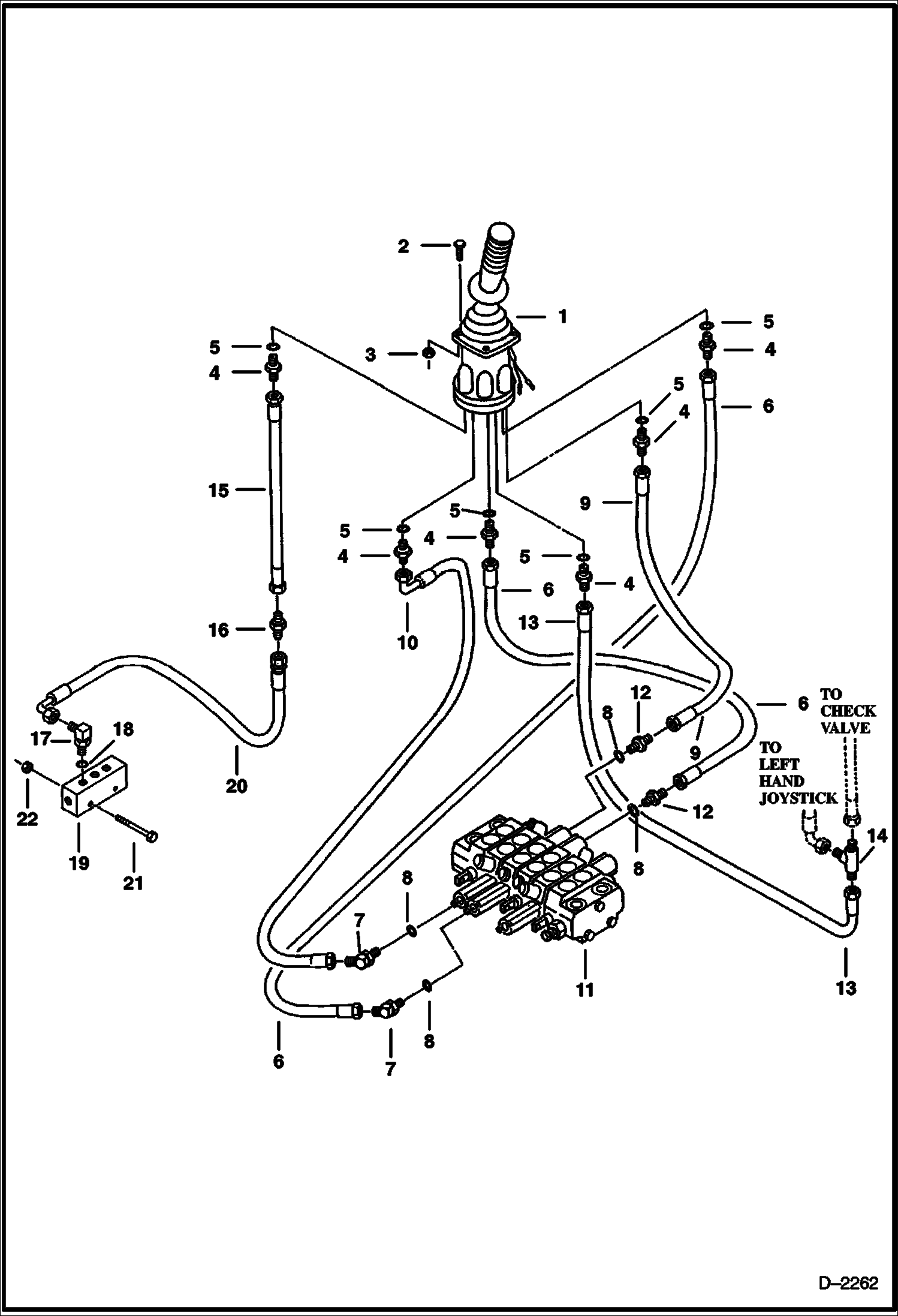 Схема запчастей Bobcat 325 - HYDRAULIC CIRCUITRY (R.H. Joystick Controls) (Bucket & Boom) (ISO Control Pattern) (S/N 511820179-511820519) HYDRAULIC SYSTEM