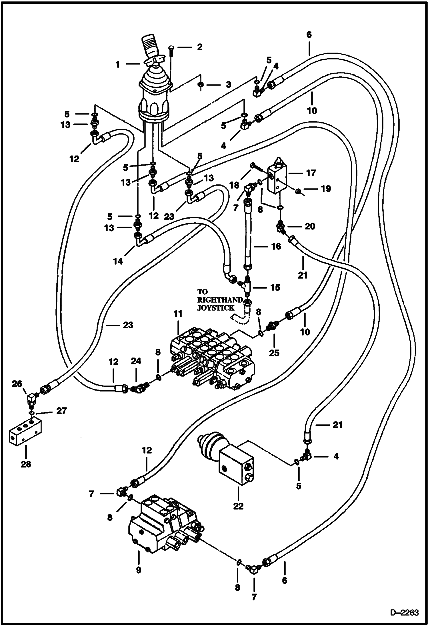 Схема запчастей Bobcat 325 - L.H. JOYSTICK CONTROLS (Swing Motor & Boom) (Standard Control Pattern) (S/N 511820179-511820519) HYDRAULIC SYSTEM