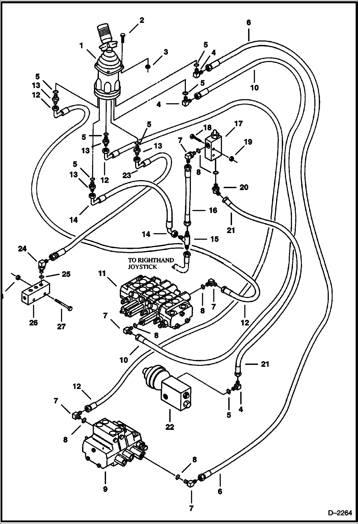 Схема запчастей Bobcat 325 - HYDRAULIC CIRCUITRY (L.H. Joystick Controls) (Arm & Swing) (ISO Control Pattern) (S/N 511820179-511820519) HYDRAULIC SYSTEM