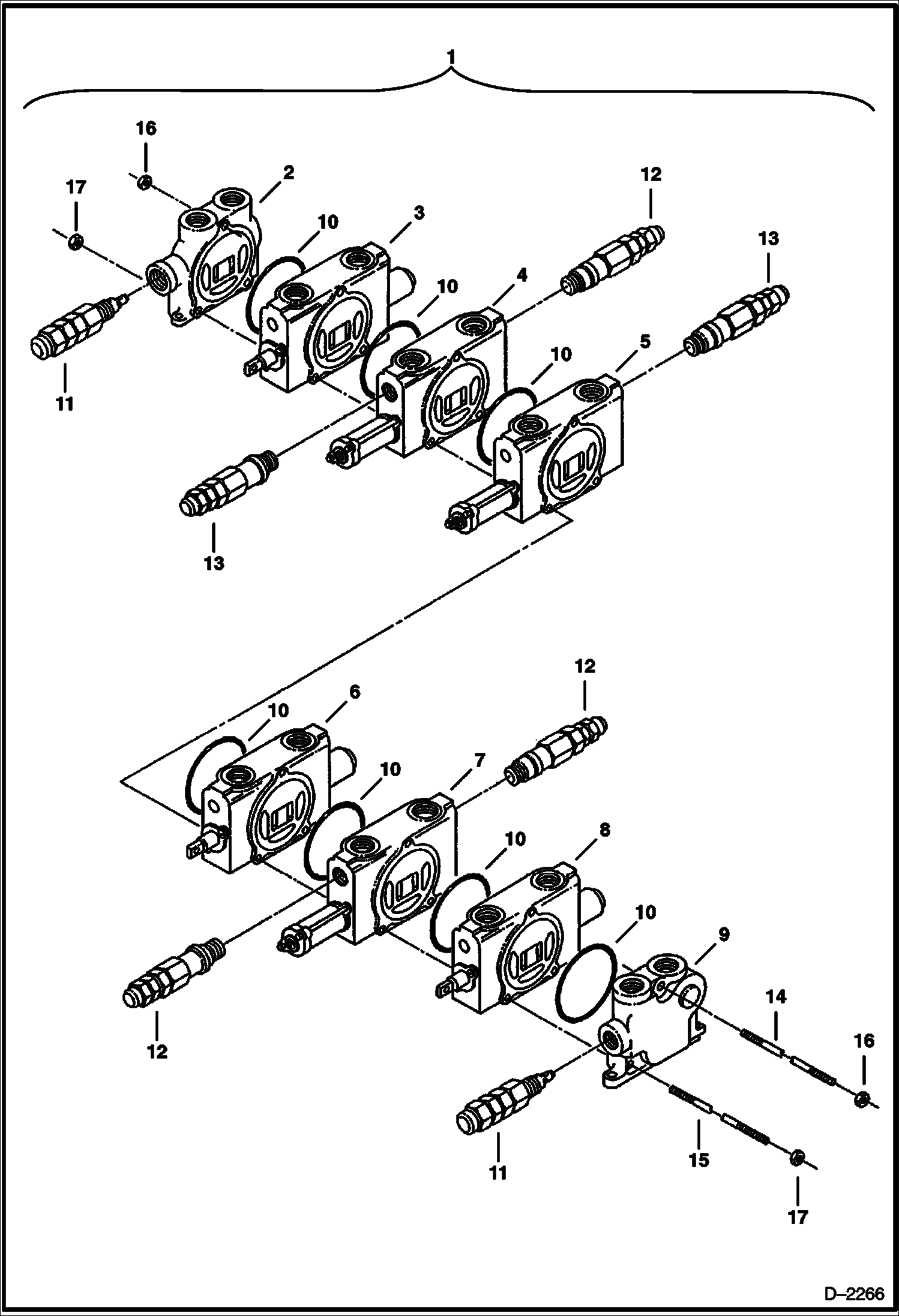 Схема запчастей Bobcat 320 - CONTROL VALVE ASSEMBLY (6 Spool) (S/N 511721412 & Above) HYDRAULIC SYSTEM