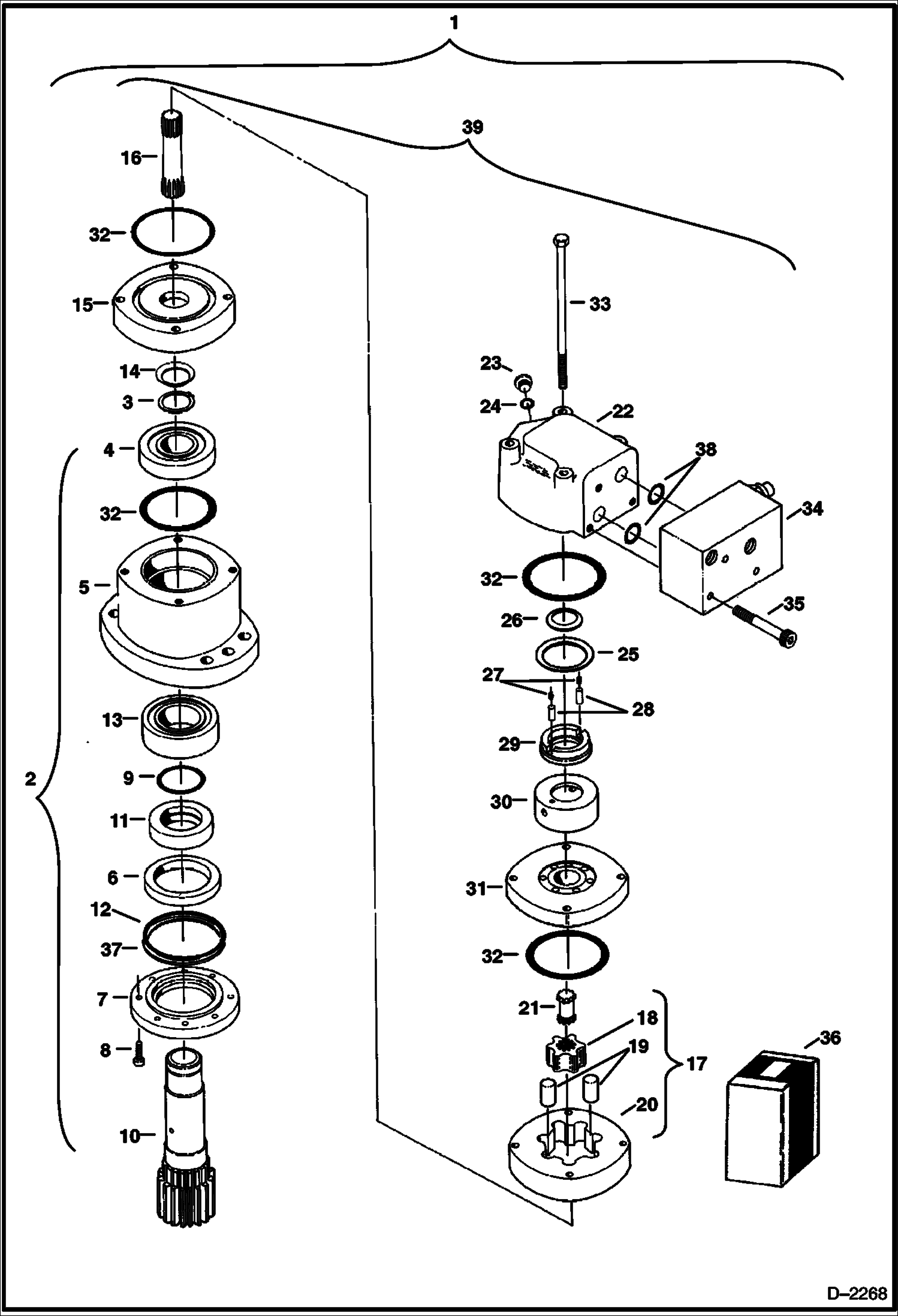 Схема запчастей Bobcat 320 - SWING MOTOR (S/N 511721412-22858) HYDRAULIC SYSTEM