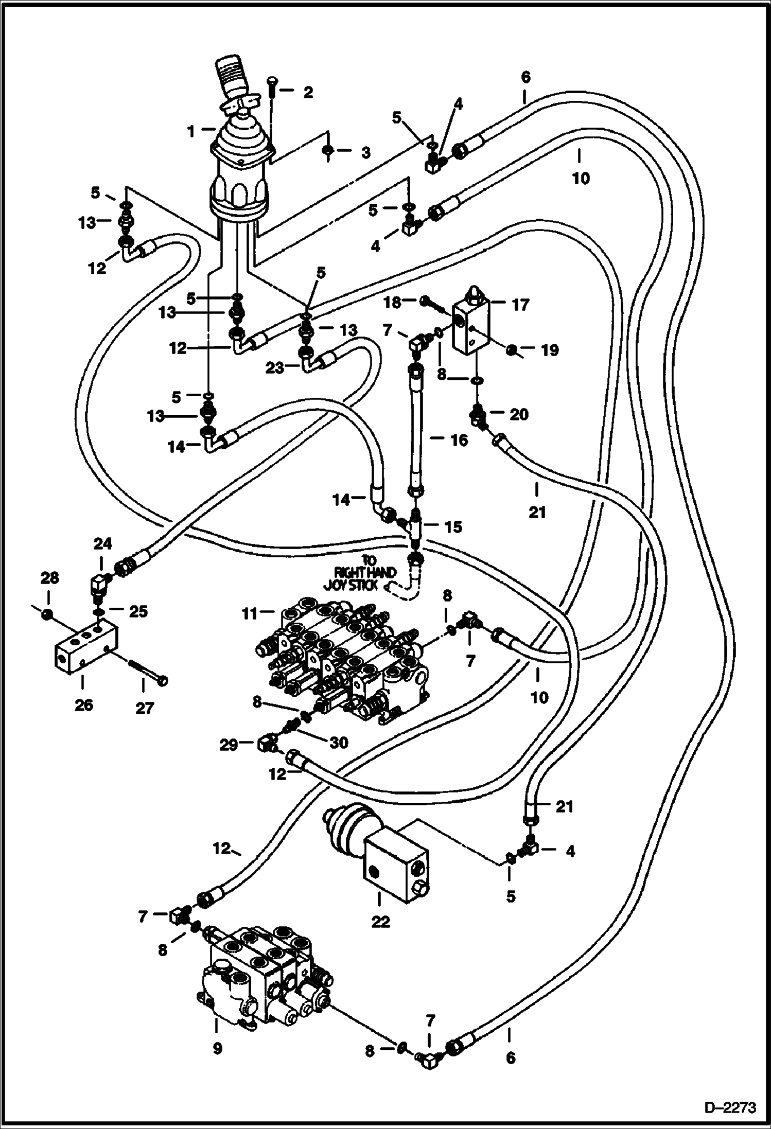 Схема запчастей Bobcat 325 - HYDRAULIC CIRCUITRY (L.H. Joystick Controls) (Arm & Swing) (ISO Control Pattern) (S/N 511820520 & Above) HYDRAULIC SYSTEM