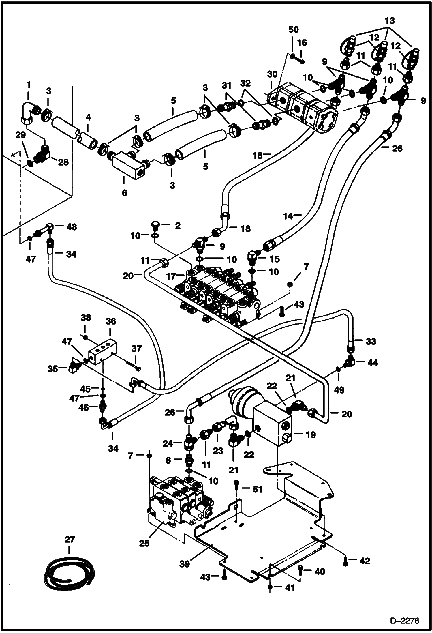 Схема запчастей Bobcat 325 - HYDRAULIC CIRCUITRY (Tank To Pump To Valves) (S/N 511820520 & Above) HYDRAULIC SYSTEM