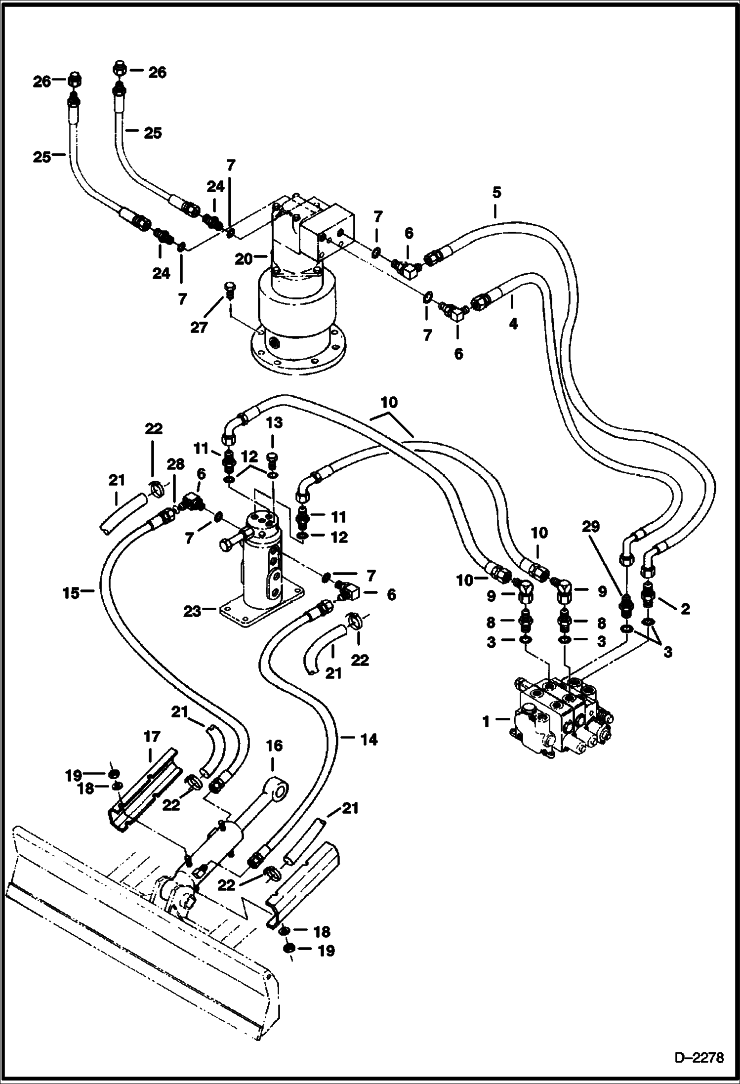 Схема запчастей Bobcat 325 - HYDRAULIC CIRCUITRY (Blade and Swing) (S/N 511820520 & Above) HYDRAULIC SYSTEM