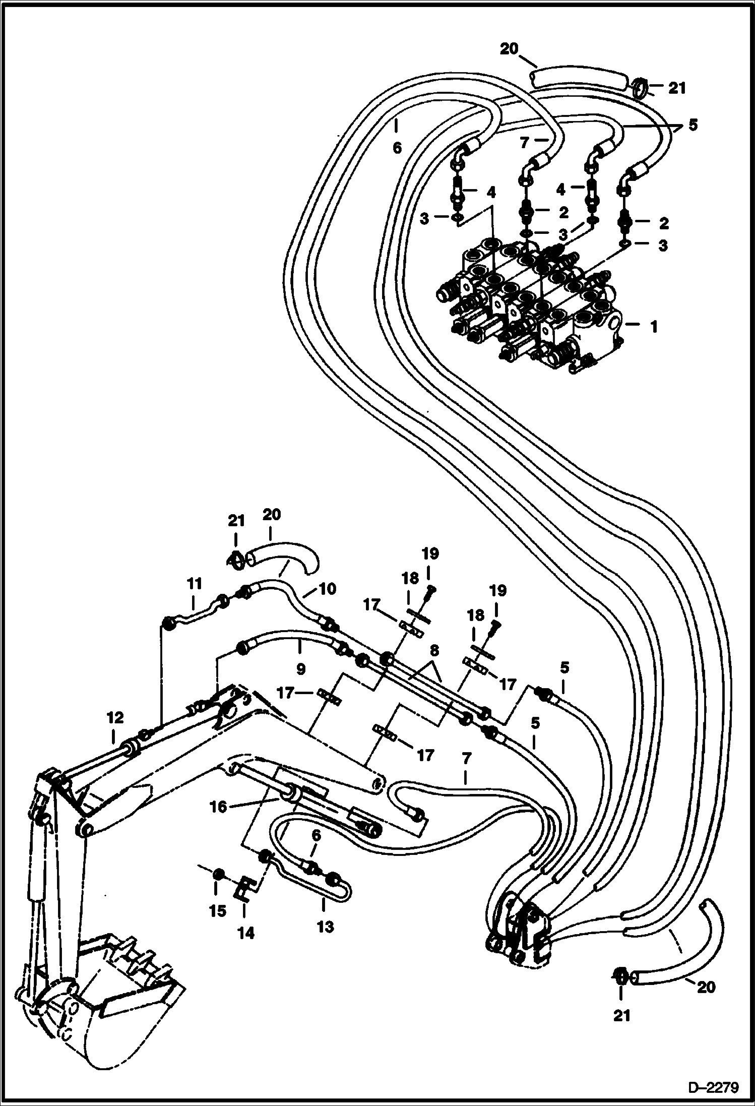 Схема запчастей Bobcat 325 - HYDRAULIC CIRCUITRY (Arm & Boom) (S/N 511820520 & Above) HYDRAULIC SYSTEM