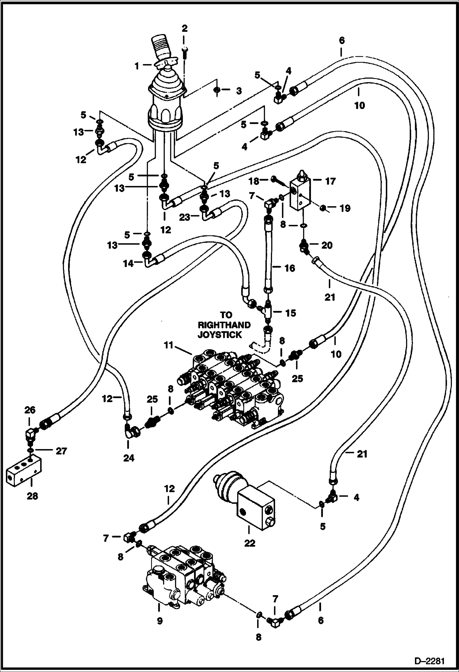 Схема запчастей Bobcat 325 - L.H. JOYSTICK CONTROLS (Swing Motor & Boom) (Standard Control Pattern) (S/N 511820520 & Above) HYDRAULIC SYSTEM