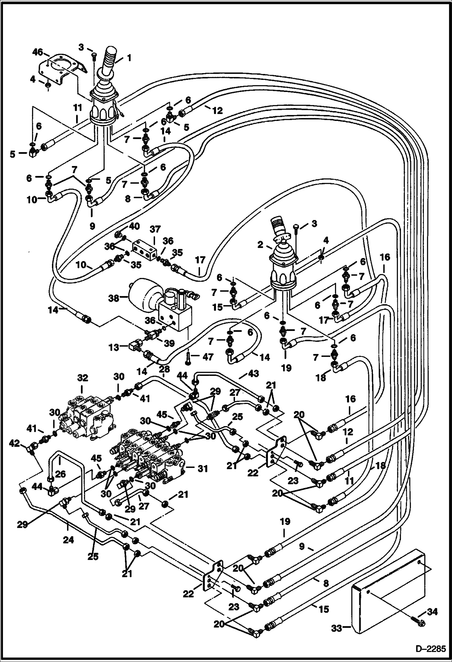 Схема запчастей Bobcat 320 - HYDRAULIC CIRCUITRY (Joystick Controls) (ISO) (S/N 511721412 & 511724214) HYDRAULIC SYSTEM