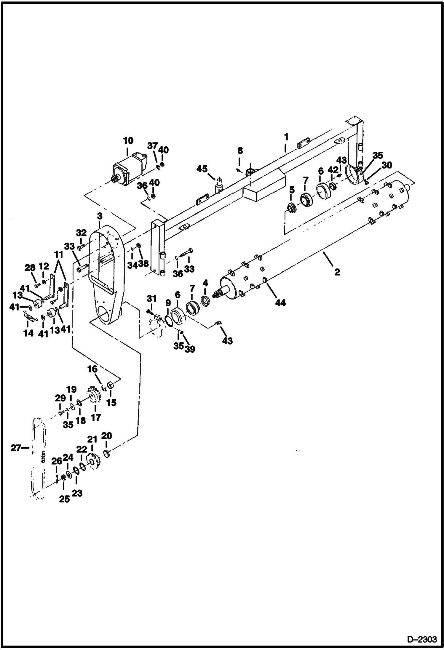 Схема запчастей Bobcat POWER RAKE - POWER RAKE (Roller & Chaincase Assy) (72 925100101 - 00350) Loader