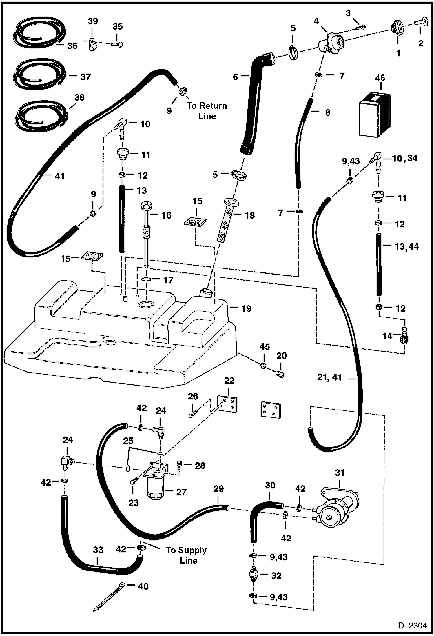 Схема запчастей Bobcat 800s - FUEL SYSTEM MAIN FRAME