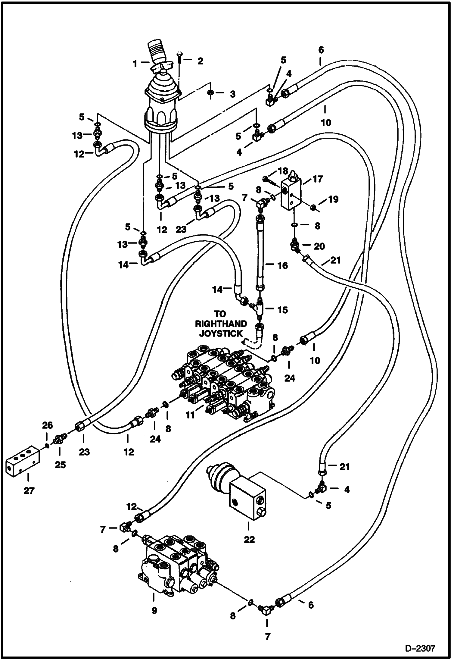 Схема запчастей Bobcat 325 - HYDRAULIC CIRCUITRY (L. H. Joystick Controls) (Swing Motor & Boom) (Standard Control Pattern) HYDRAULIC SYSTEM