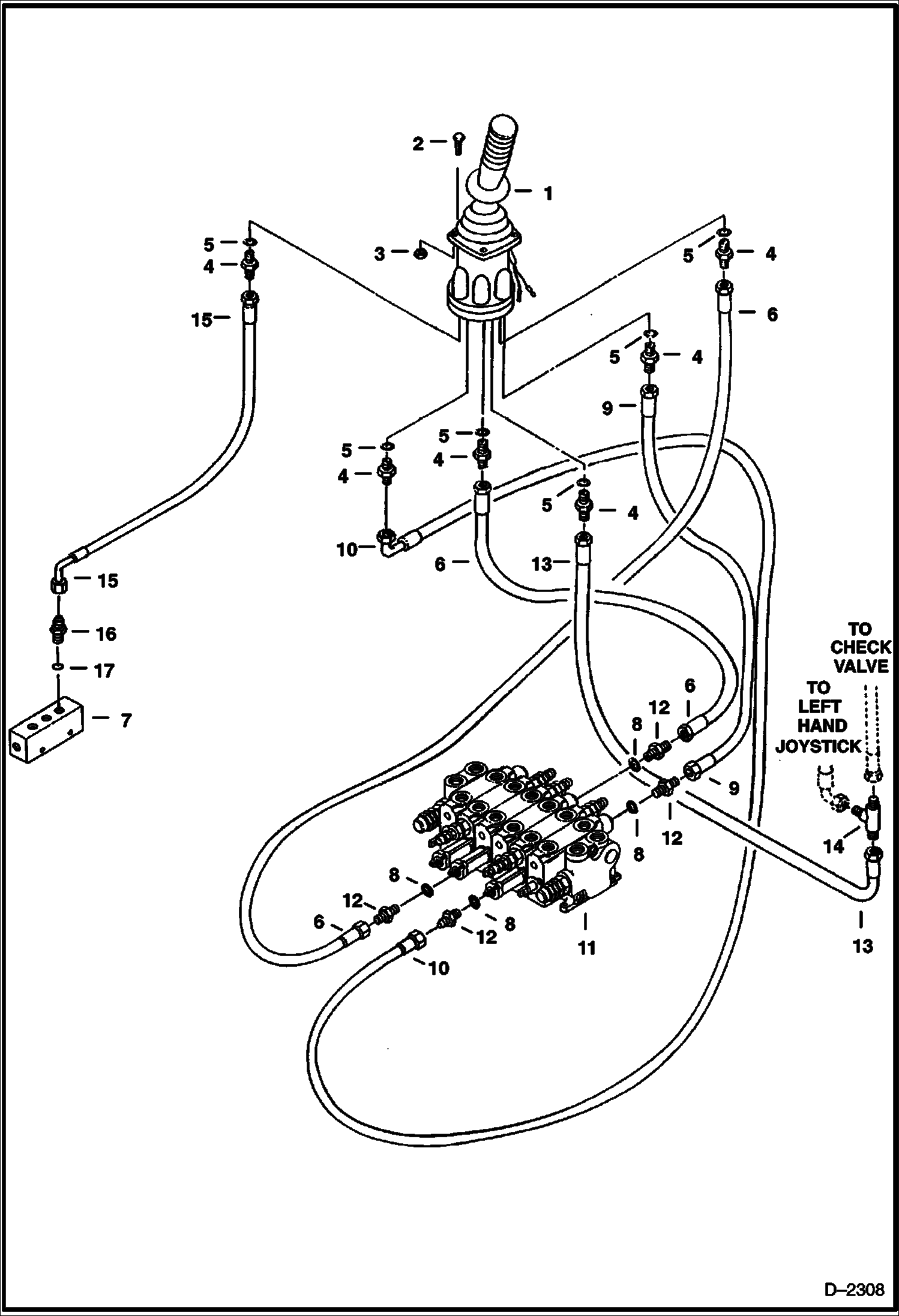 Схема запчастей Bobcat 325 - HYDRAULIC CIRCUITRY (R.H. Joystick Controls) (Bucket & Arm) (Standard Control Pattern) HYDRAULIC SYSTEM