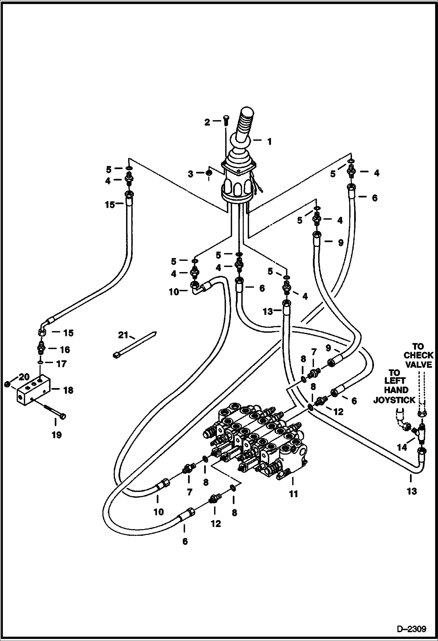 Схема запчастей Bobcat 325 - HYDRAULIC CIRCUITRY (R.H. Joystick Controls) (Bucket & Boom) (ISO Control Pattern) HYDRAULIC SYSTEM