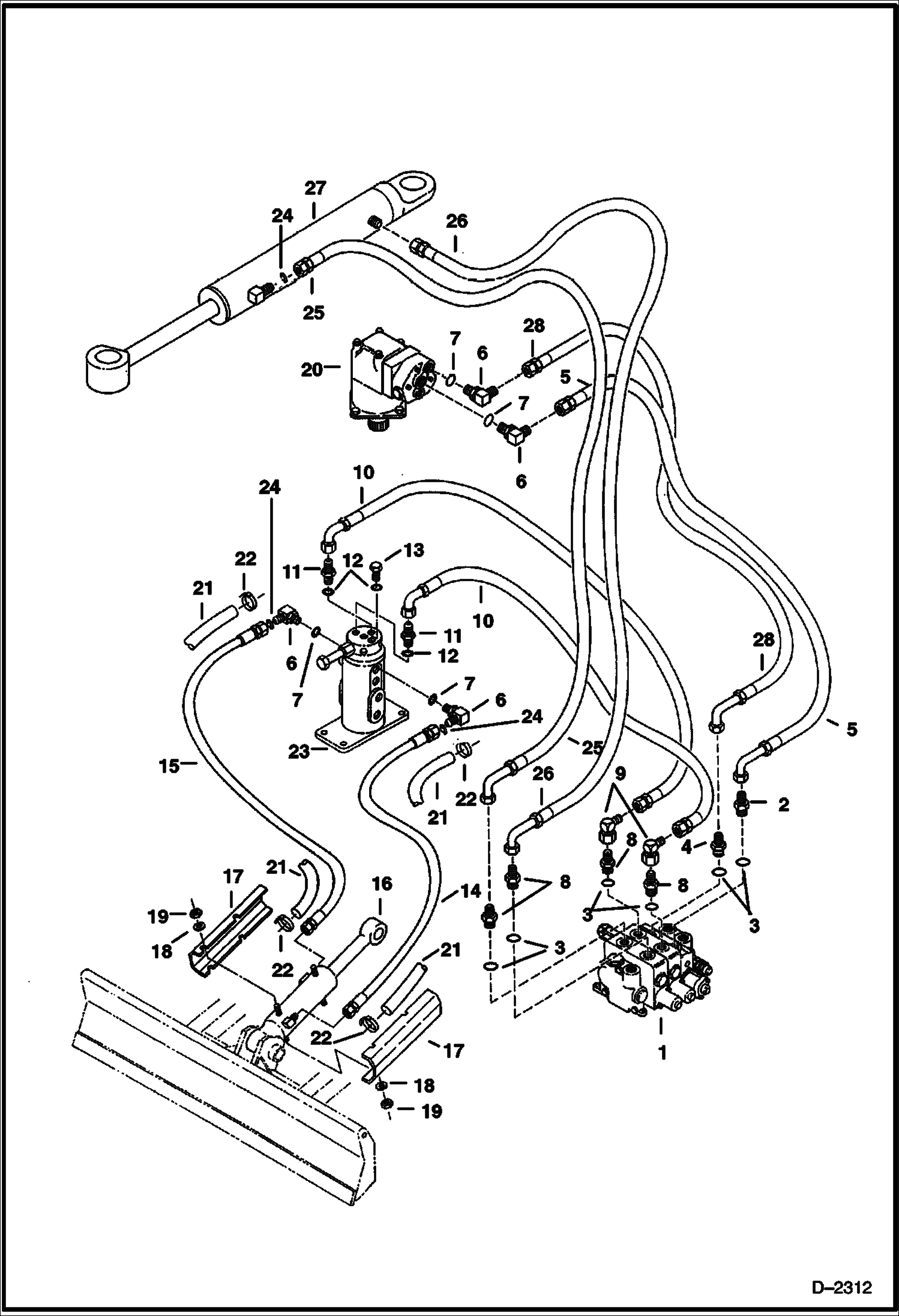 Схема запчастей Bobcat 325 - HYDRAULIC CIRCUITRY (Blade and Swing) HYDRAULIC SYSTEM