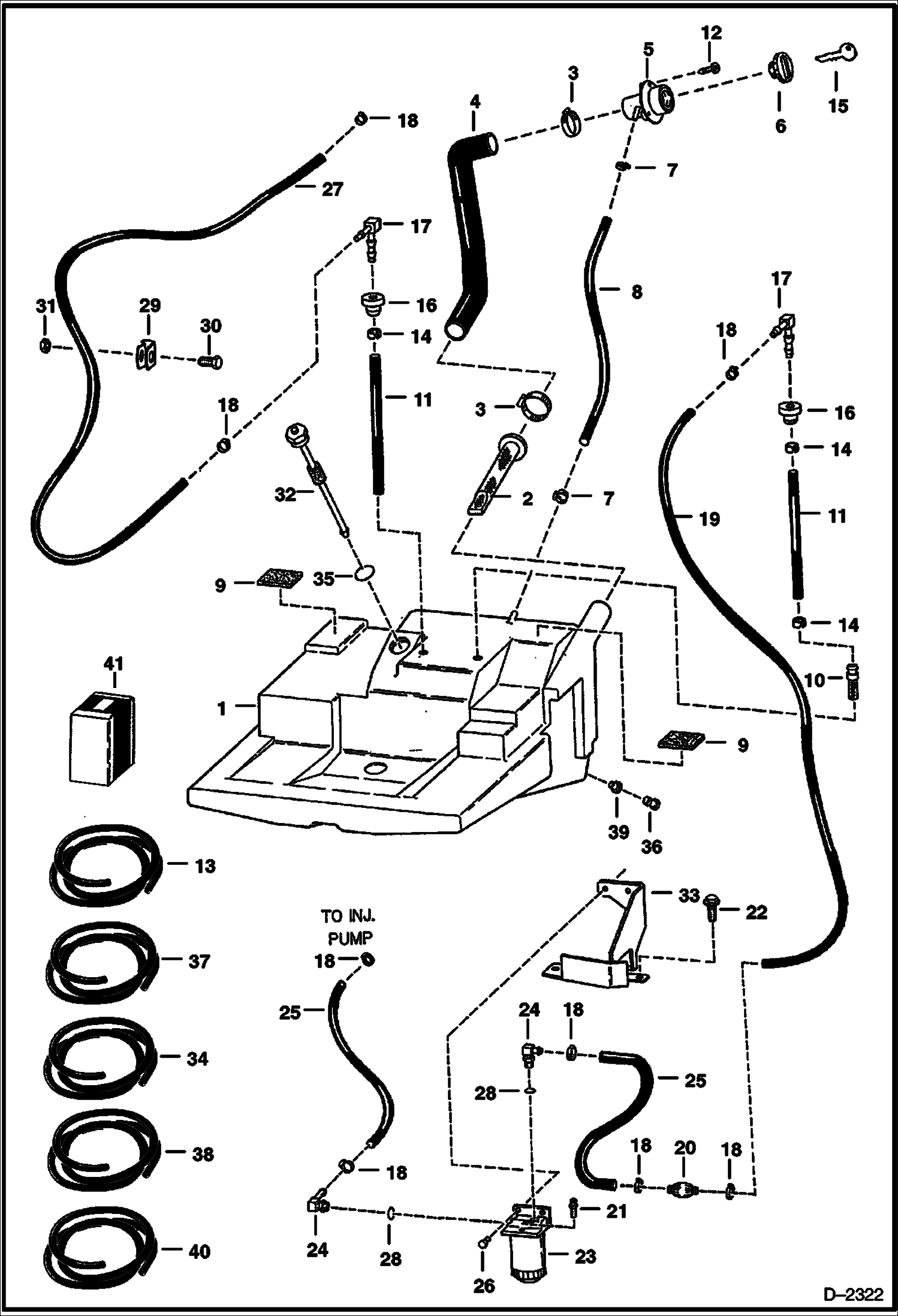 Схема запчастей Bobcat 600s - FUEL SYSTEM MAIN FRAME