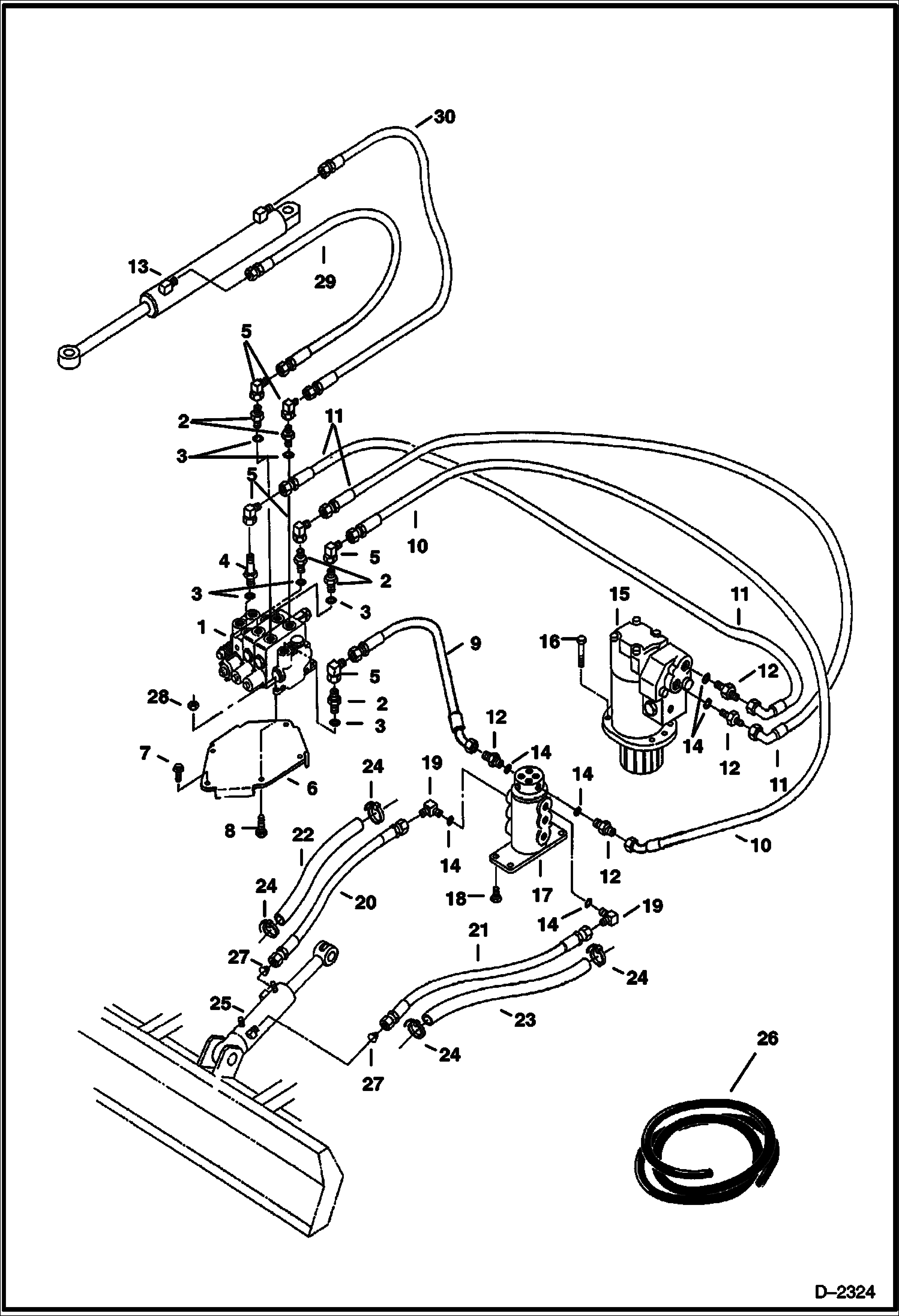 Схема запчастей Bobcat 320 - HYDRAULIC CIRCUITRY (Blade & Swing) (S/N 511722859 -511723645) HYDRAULIC SYSTEM