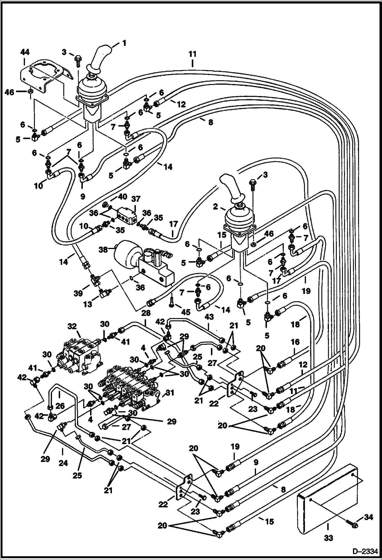 Схема запчастей Bobcat 320 - HYDRAULIC CIRCUITRY (Joystick Controls) (ISO) (S/N 511724215 & Above) HYDRAULIC SYSTEM