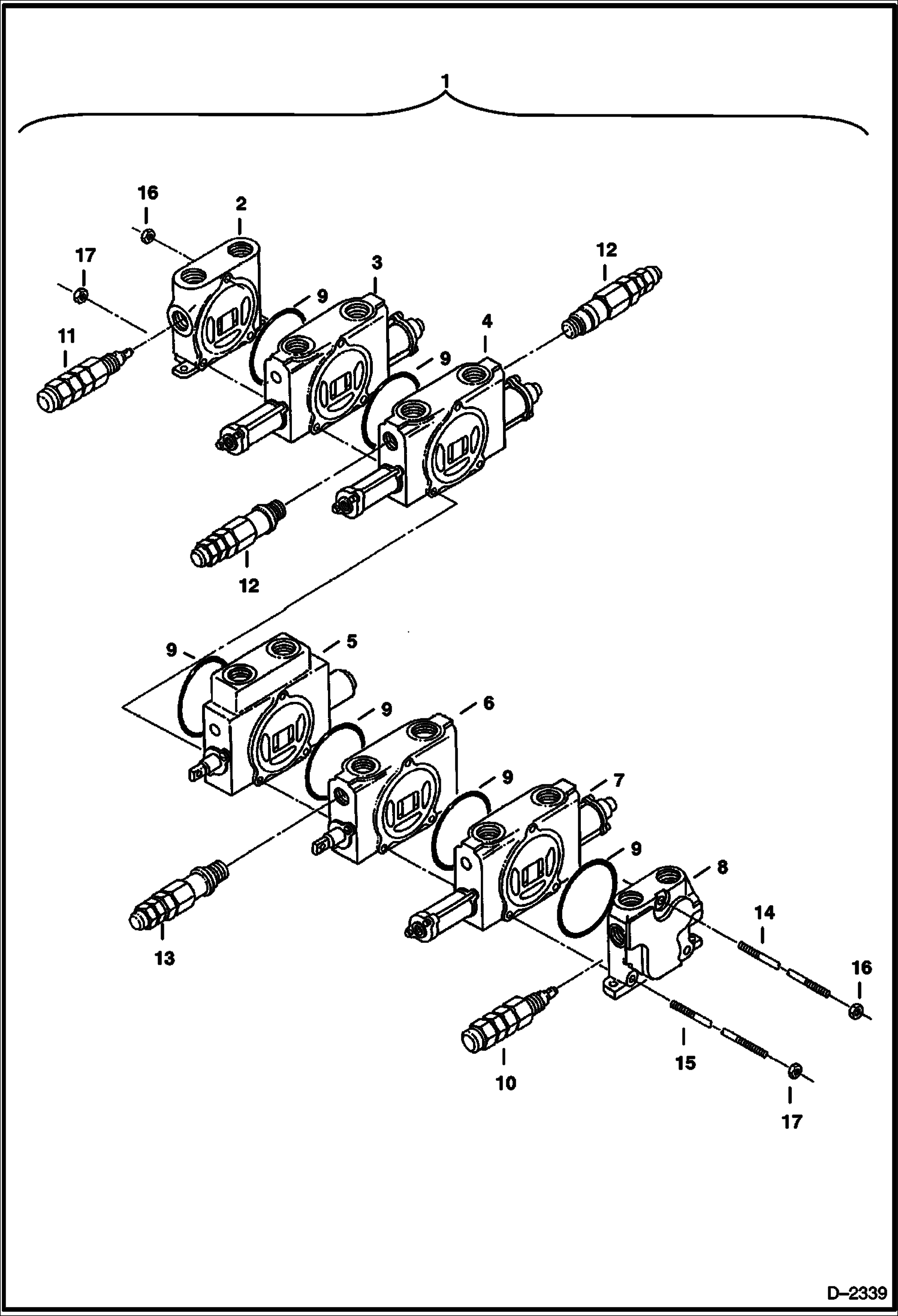 Схема запчастей Bobcat 331 - CONTROL VALVE (5 Spool) HYDRAULIC SYSTEM