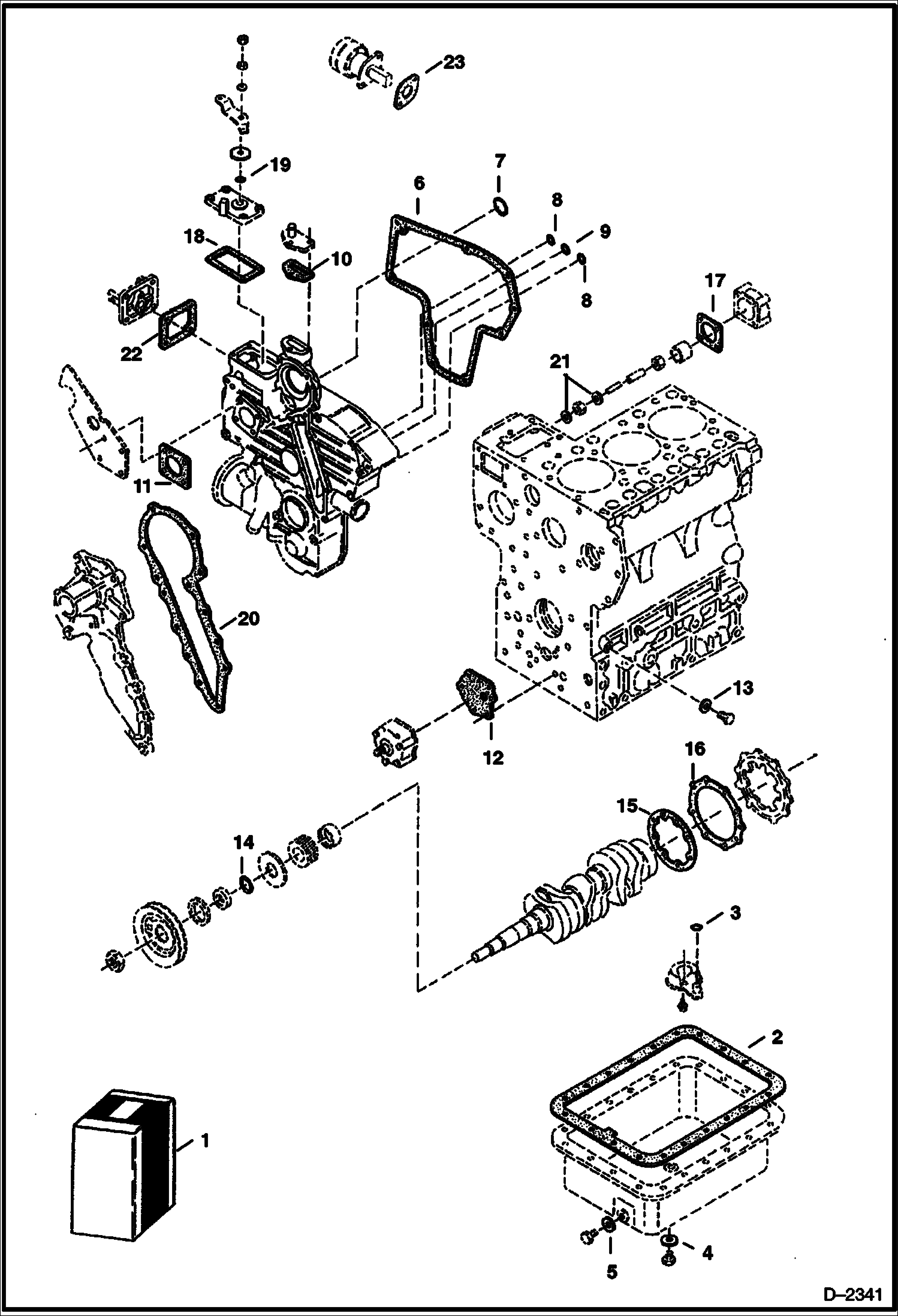 Схема запчастей Bobcat 325 - LOWER GASKET KIT (Tier I engine) POWER UNIT