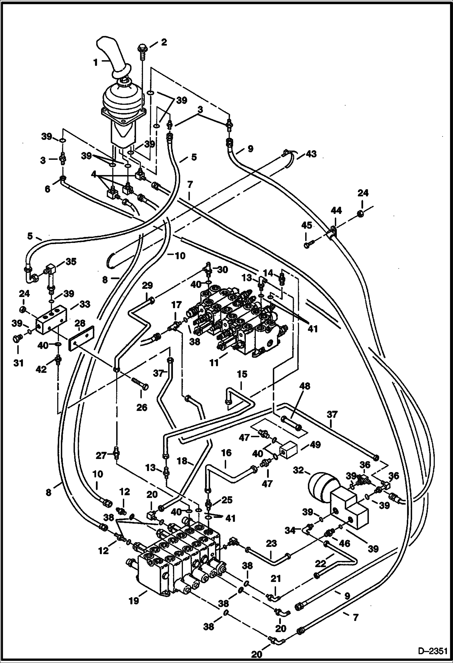 Схема запчастей Bobcat 328 - HYDRAULIC CIRCUITRY (L. H. Joystick Controls (Swing Motor & Arm) (ISO Control Pattern) (S/N 514013001-514014899) HYDRAULIC SYSTEM