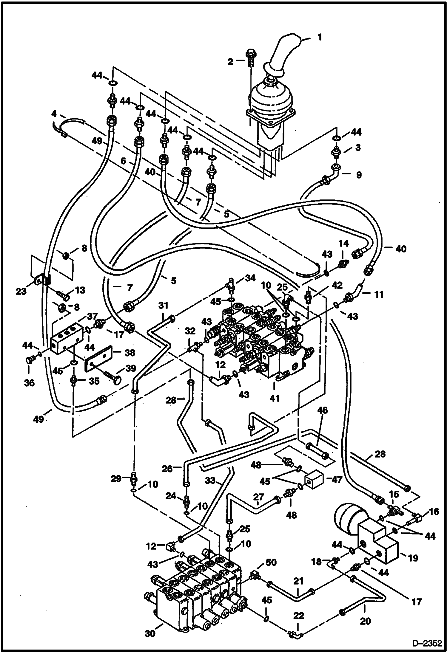 Схема запчастей Bobcat 325 - HYDRAULIC CIRCUITRY (R.H. Joystick Controls (Bucket & Boom) (ISO Control Pattern) (S/N 514013001-514014899) HYDRAULIC SYSTEM