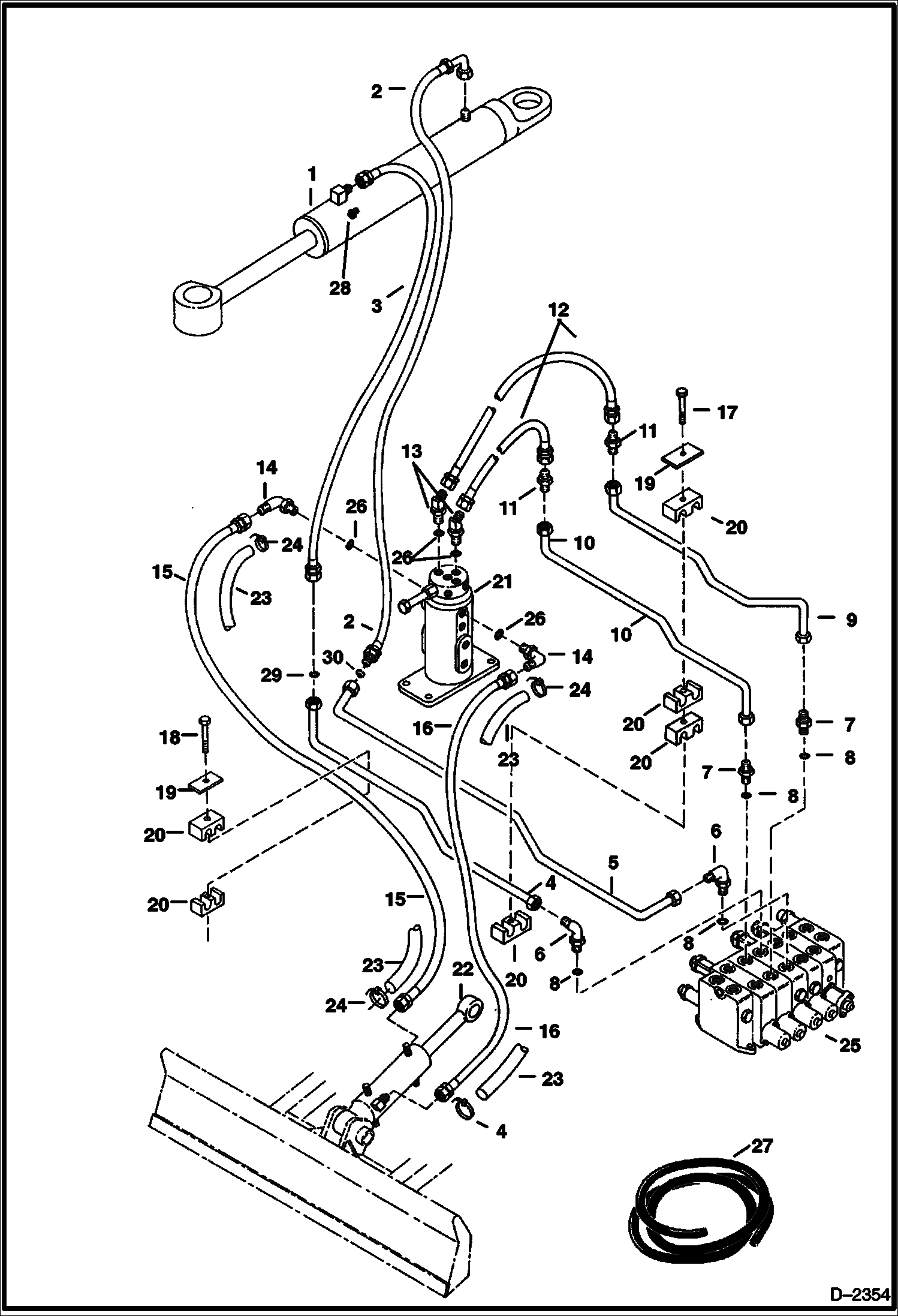 Схема запчастей Bobcat 331 - HYDRAULIC CIRCUITRY (Blade & Boom Swing) (S/N 512913001 & Above, 516711001 & Above and 517711001 & Above) HYDRAULIC SYSTEM