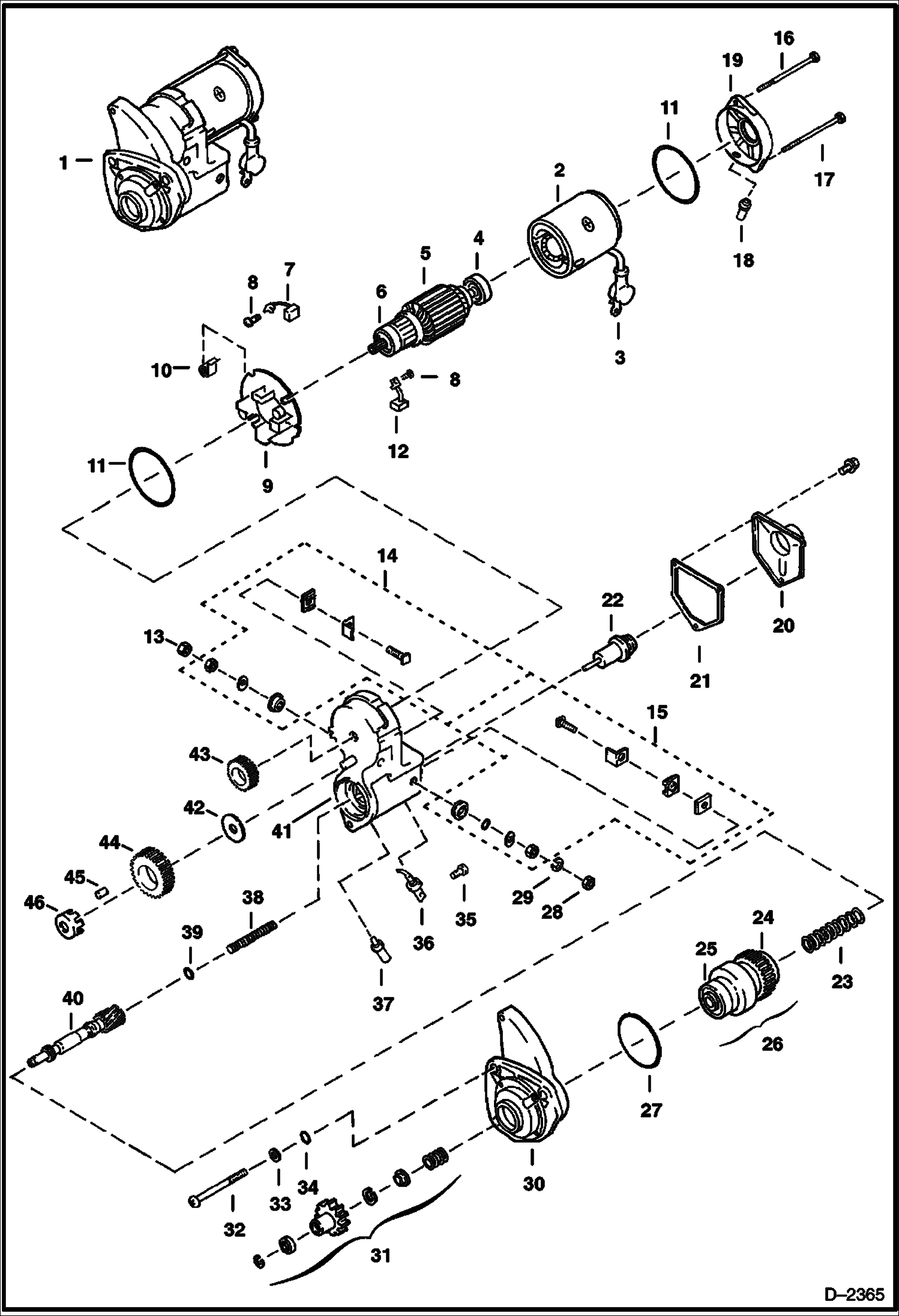 Схема запчастей Bobcat A-Series - STARTER (Nippondenso) ELECTRICAL SYSTEM