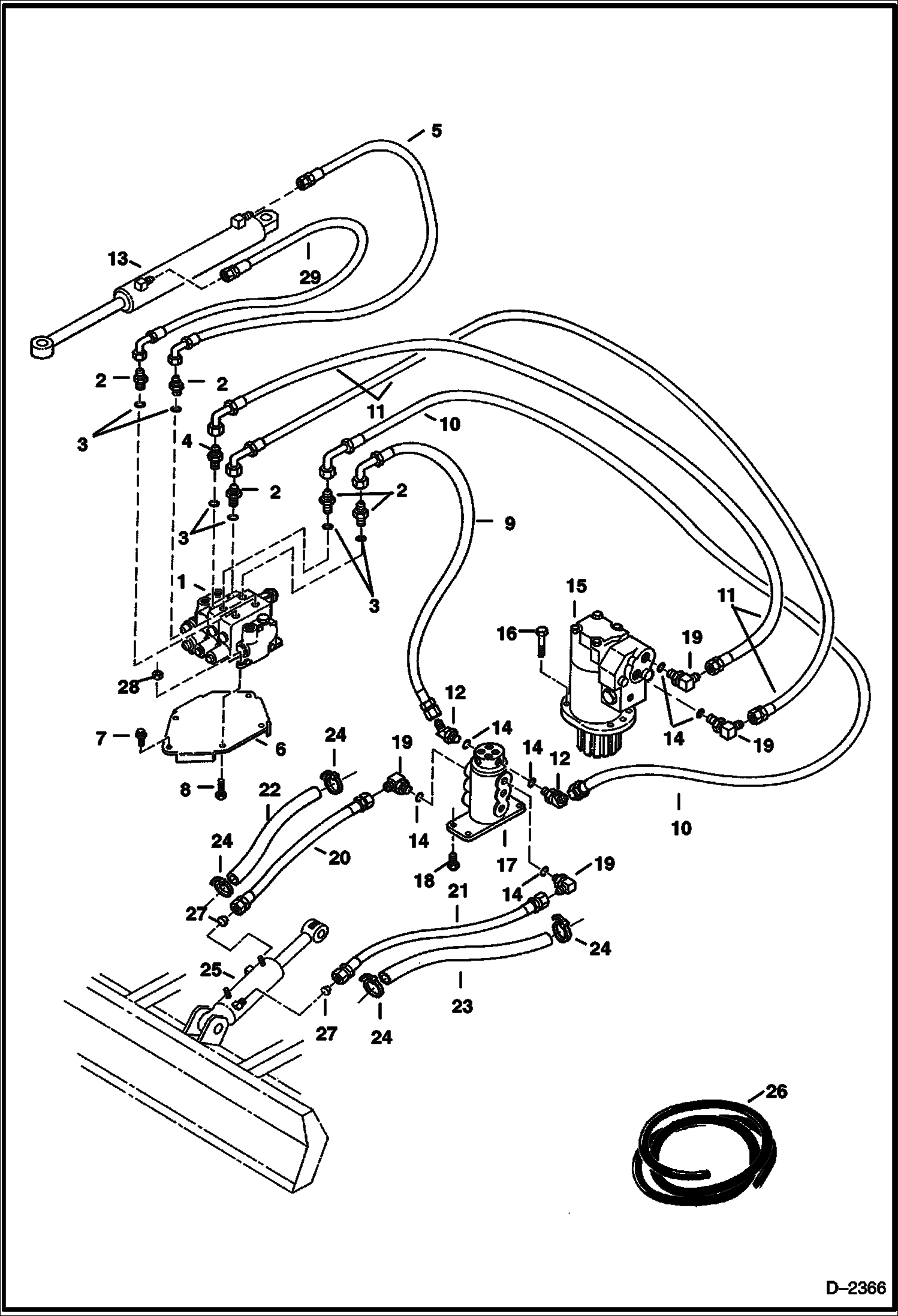 Схема запчастей Bobcat 320 - HYDRAULIC CIRCUITRY (Blade & Swing) (S/N 511723646 & Above) HYDRAULIC SYSTEM