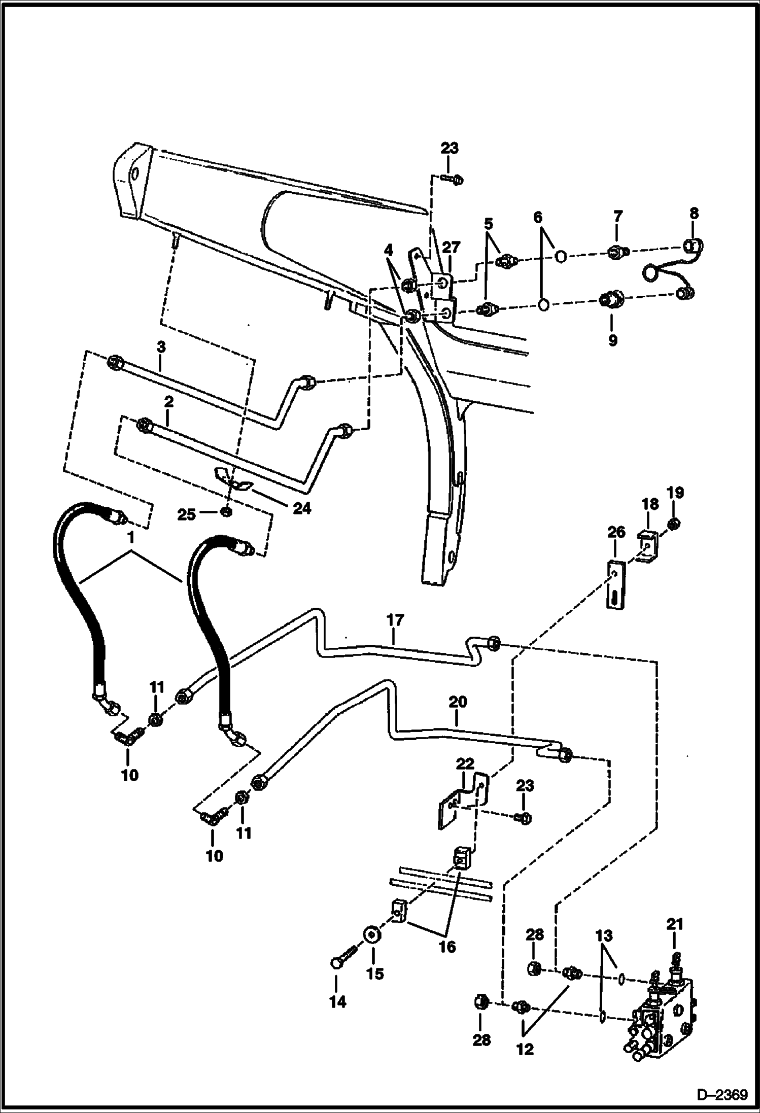 Схема запчастей Bobcat 600s - AUXILIARY HYDRAULICS (S/N 5148 11080 & Below) HYDRAULIC SYSTEM