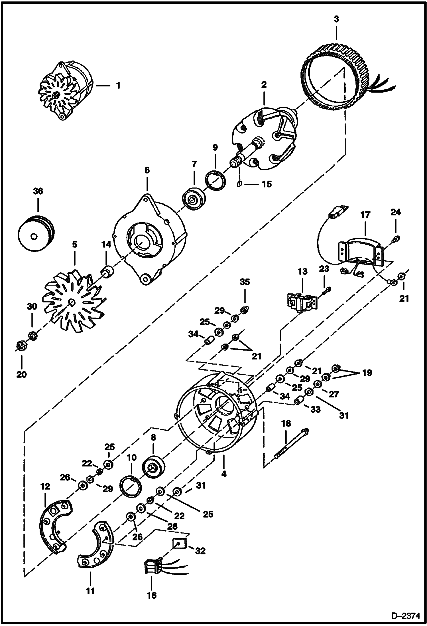 Схема запчастей Bobcat 220 - ALTERNATOR (Prestolite) ELECTRICAL SYSTEM