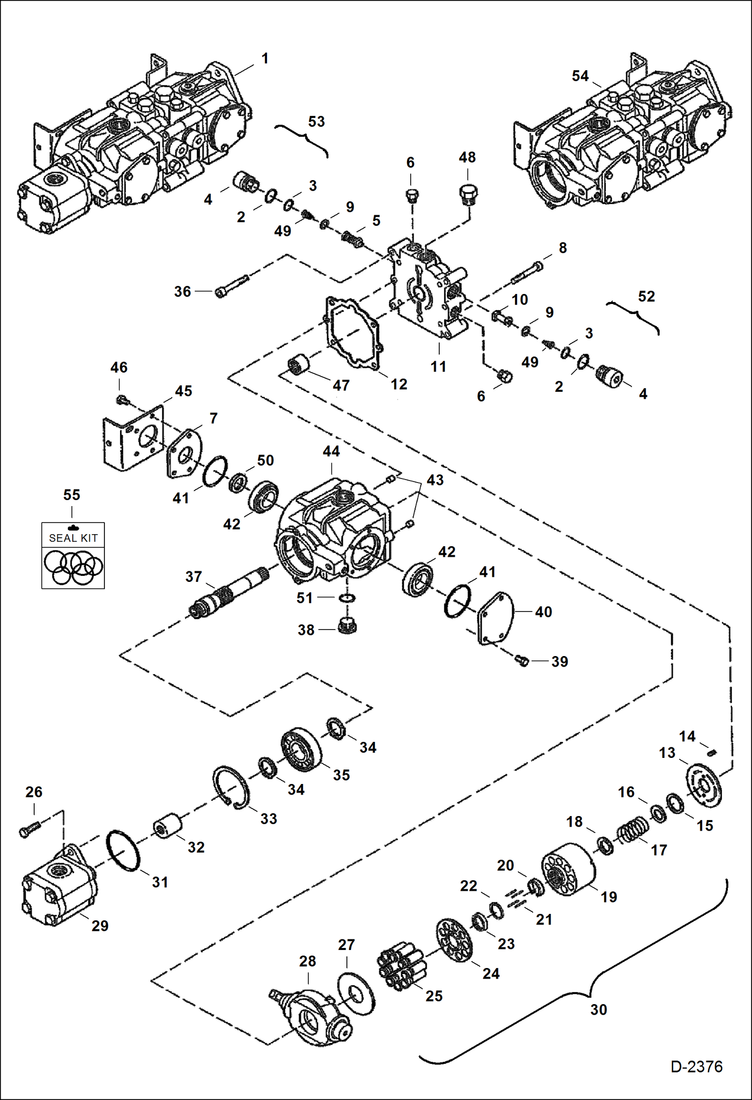 Схема запчастей Bobcat 700s - HYDROSTATIC PUMP (Gear Pump Section) (Models 4355066, 4355065 & 4445050) HYDROSTATIC SYSTEM