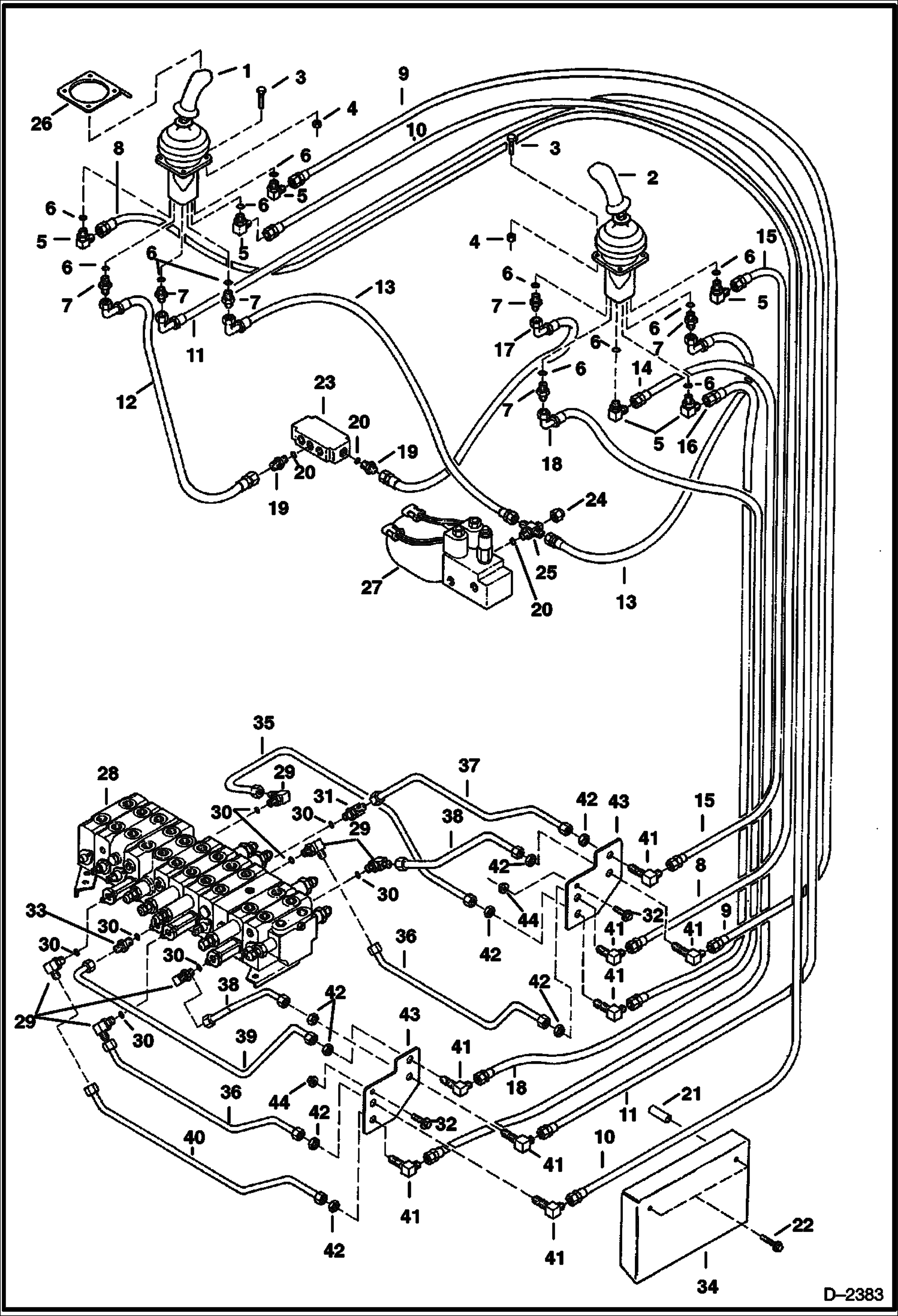 Схема запчастей Bobcat 320 - HYDRAULIC CIRCUITRY (Joystick Controls - ISO) HYDRAULIC SYSTEM