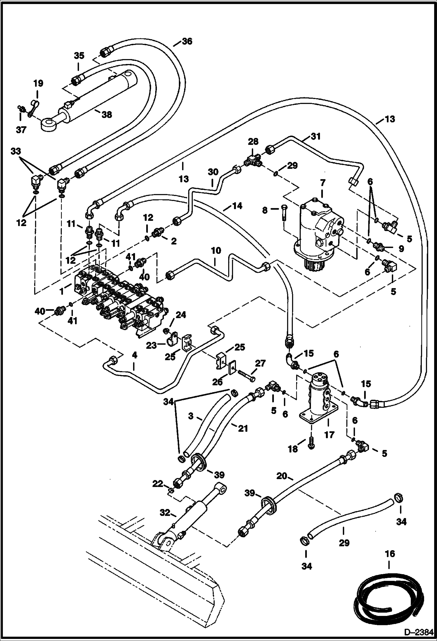 Схема запчастей Bobcat 322 - HYDRAULIC CIRCUITRY (Blade & Swing) (S/N 562313001-19999) HYDRAULIC SYSTEM