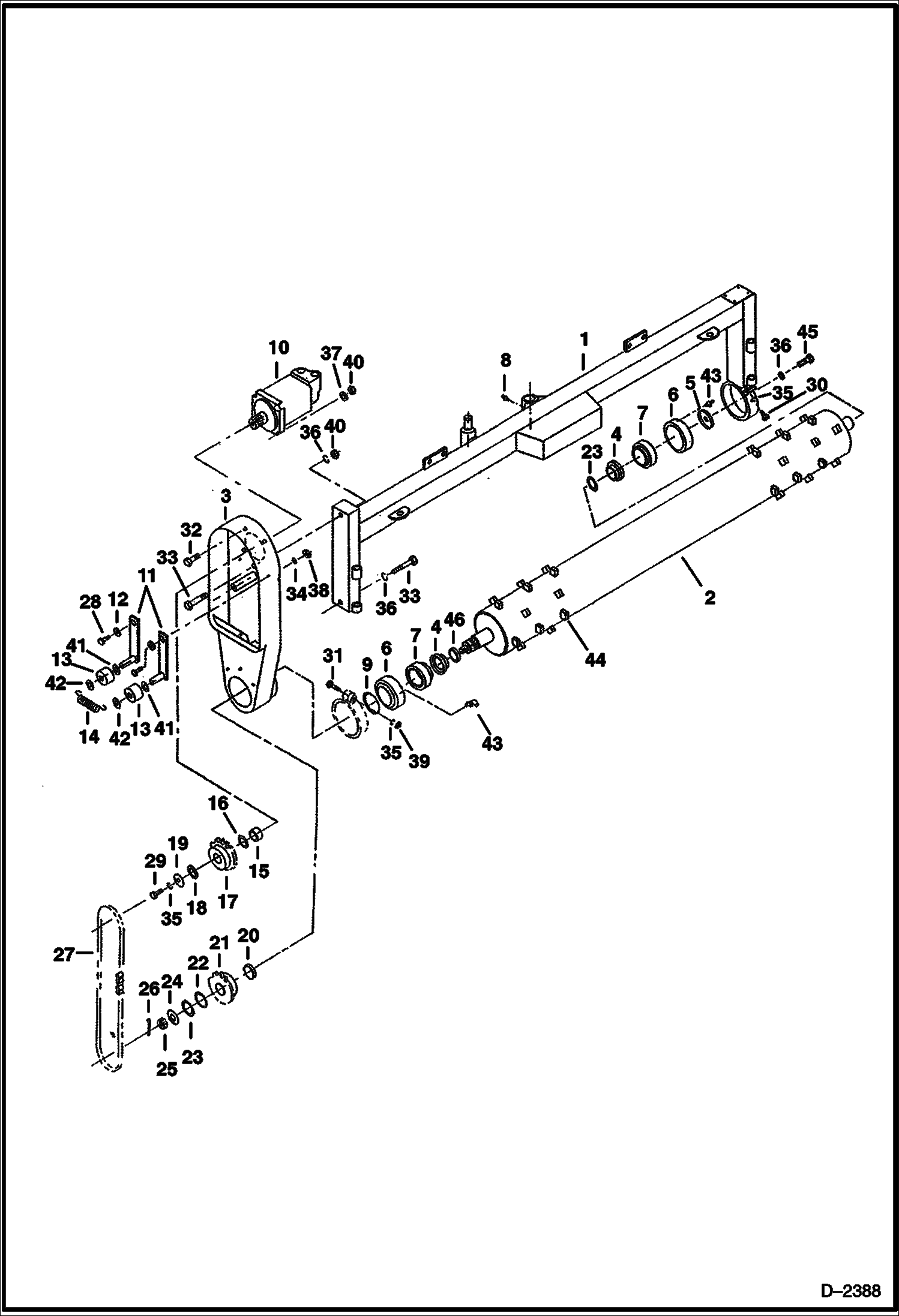 Схема запчастей Bobcat POWER RAKE - POWER RAKE (Roller & Chaincase Assy) (72 925100351 - 00719) Loader