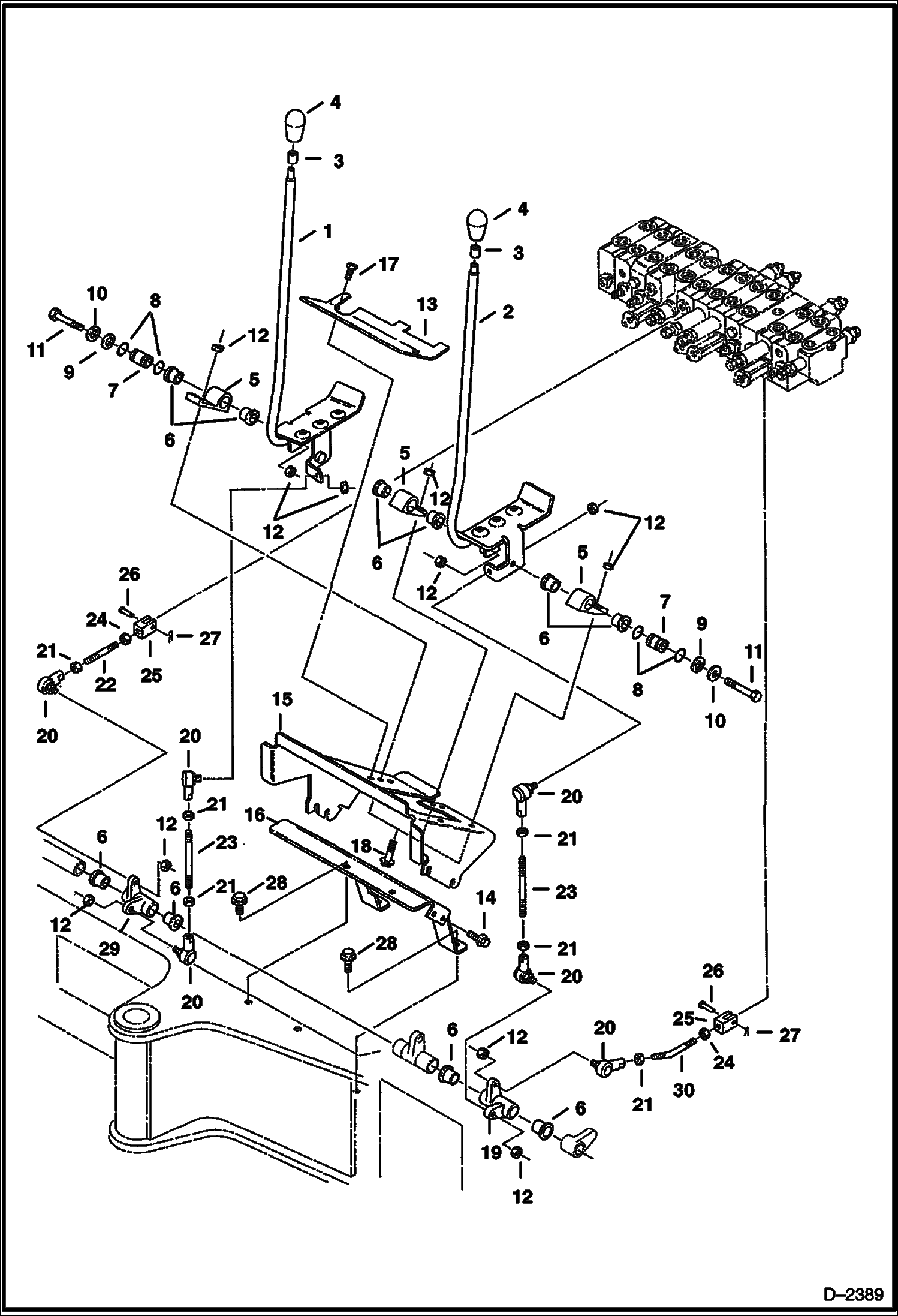 Схема запчастей Bobcat 322 - TRAVEL/STEERING LEVERS CONTROLS