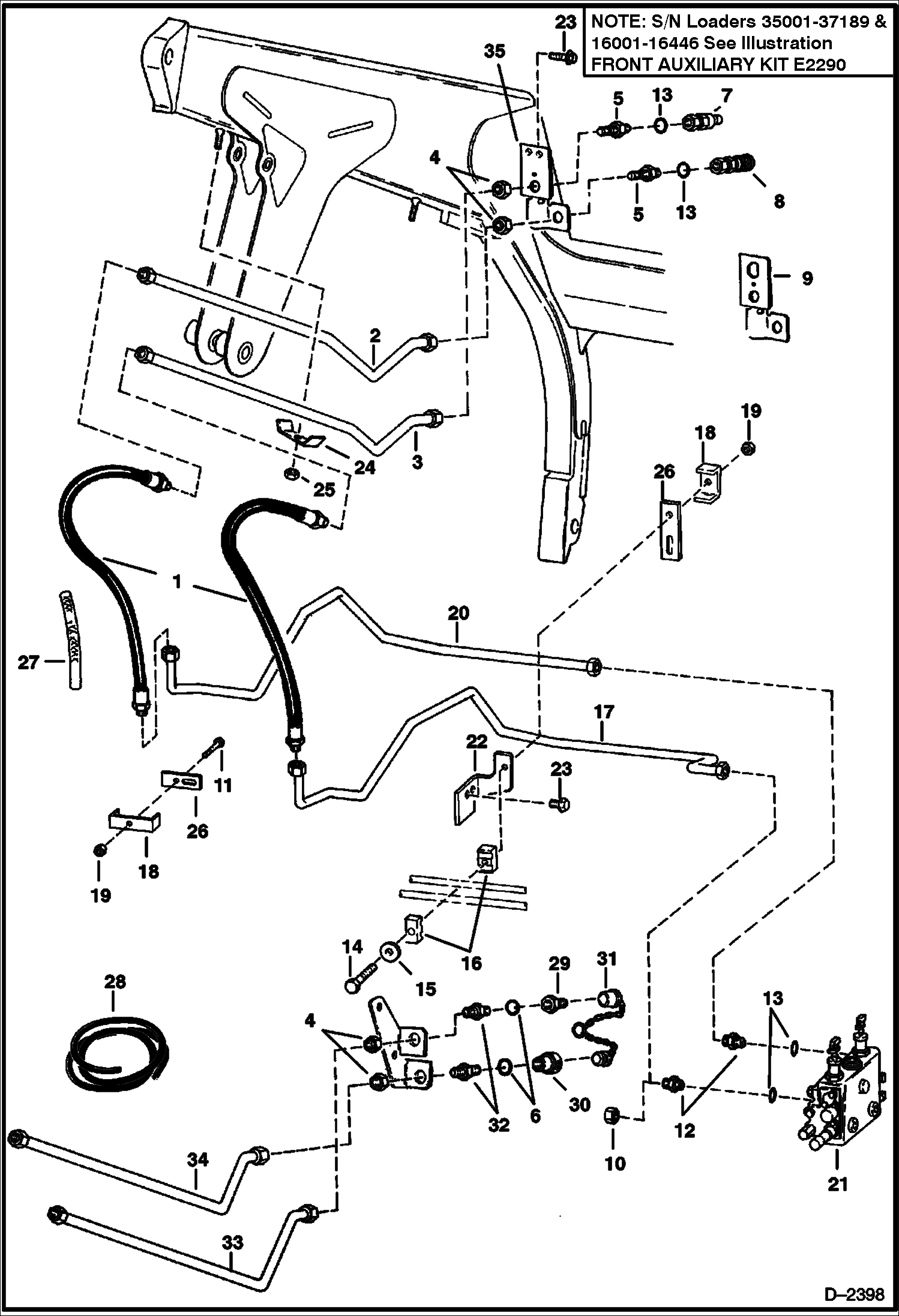 Схема запчастей Bobcat 700s - AUXILIARY HYDRAULICS (S/N 5096 39190-40659, 5096 16447-16541) HYDRAULIC SYSTEM