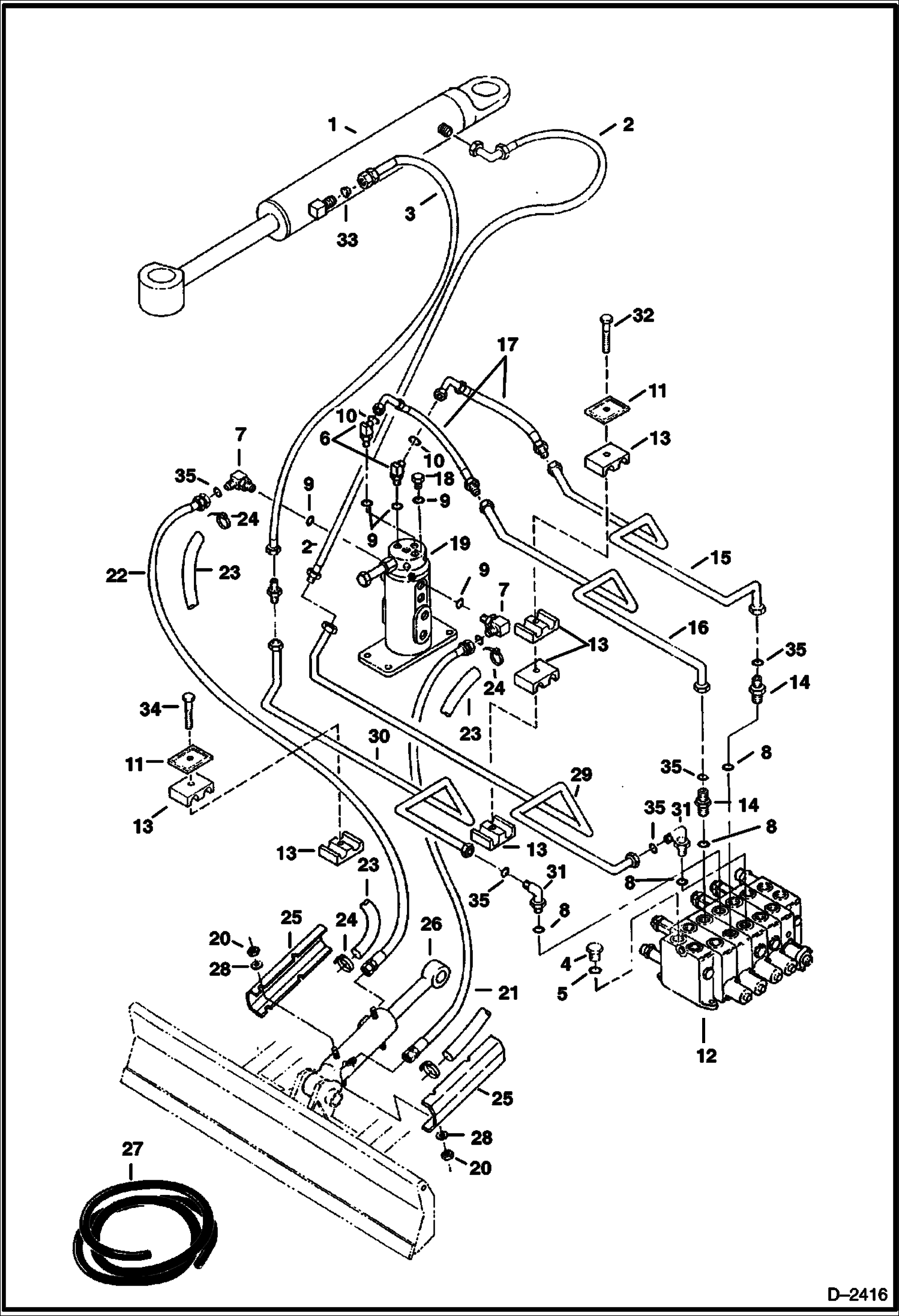 Схема запчастей Bobcat 328 - HYDRAULIC CIRCUITRY (Blade & Swing) (S/N 514014900 & Above and 516611001 & Above) HYDRAULIC SYSTEM