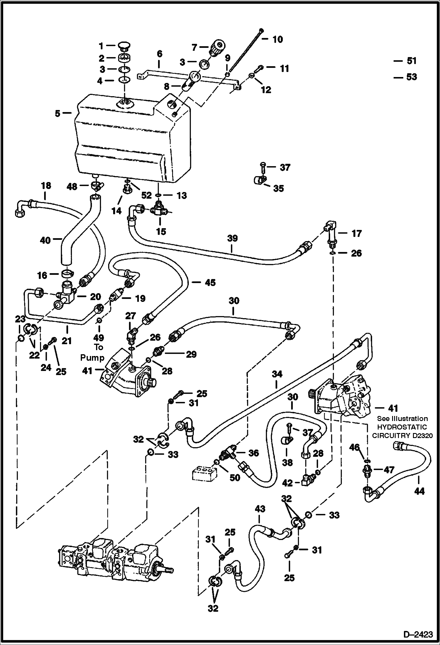 Схема запчастей Bobcat 900s - HYDROSTATIC CIRCUITRY HYDROSTATIC SYSTEM