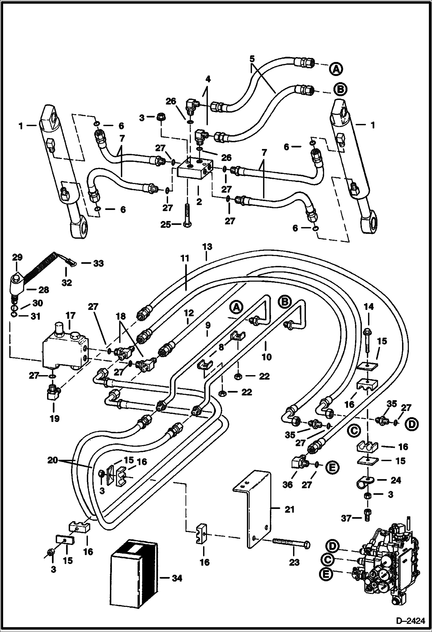 Схема запчастей Bobcat 900s - HYDRAULIC CIRCUITRY HYDRAULIC SYSTEM